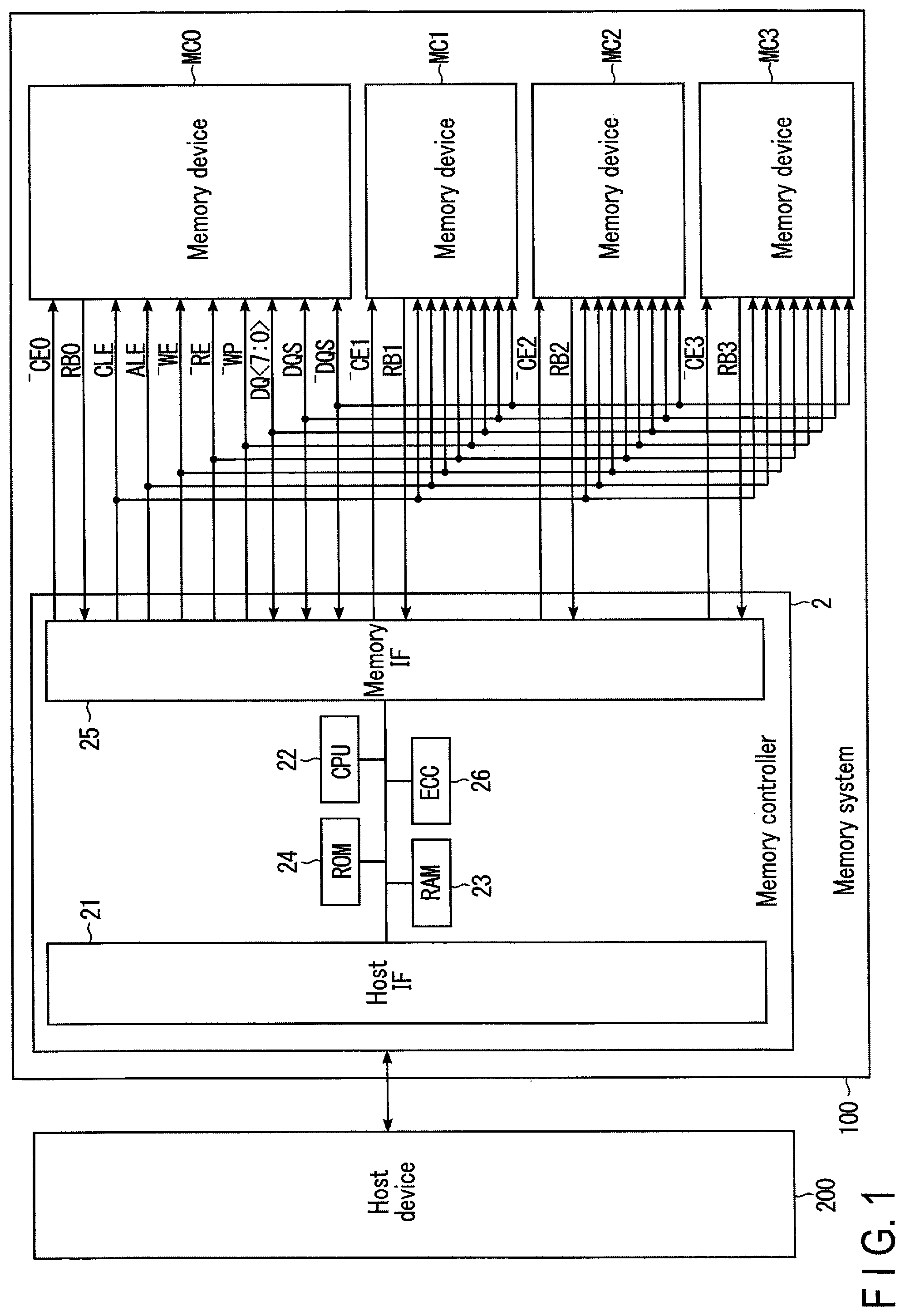 Patent US11776624 — Memory system and memory device — Figure 1