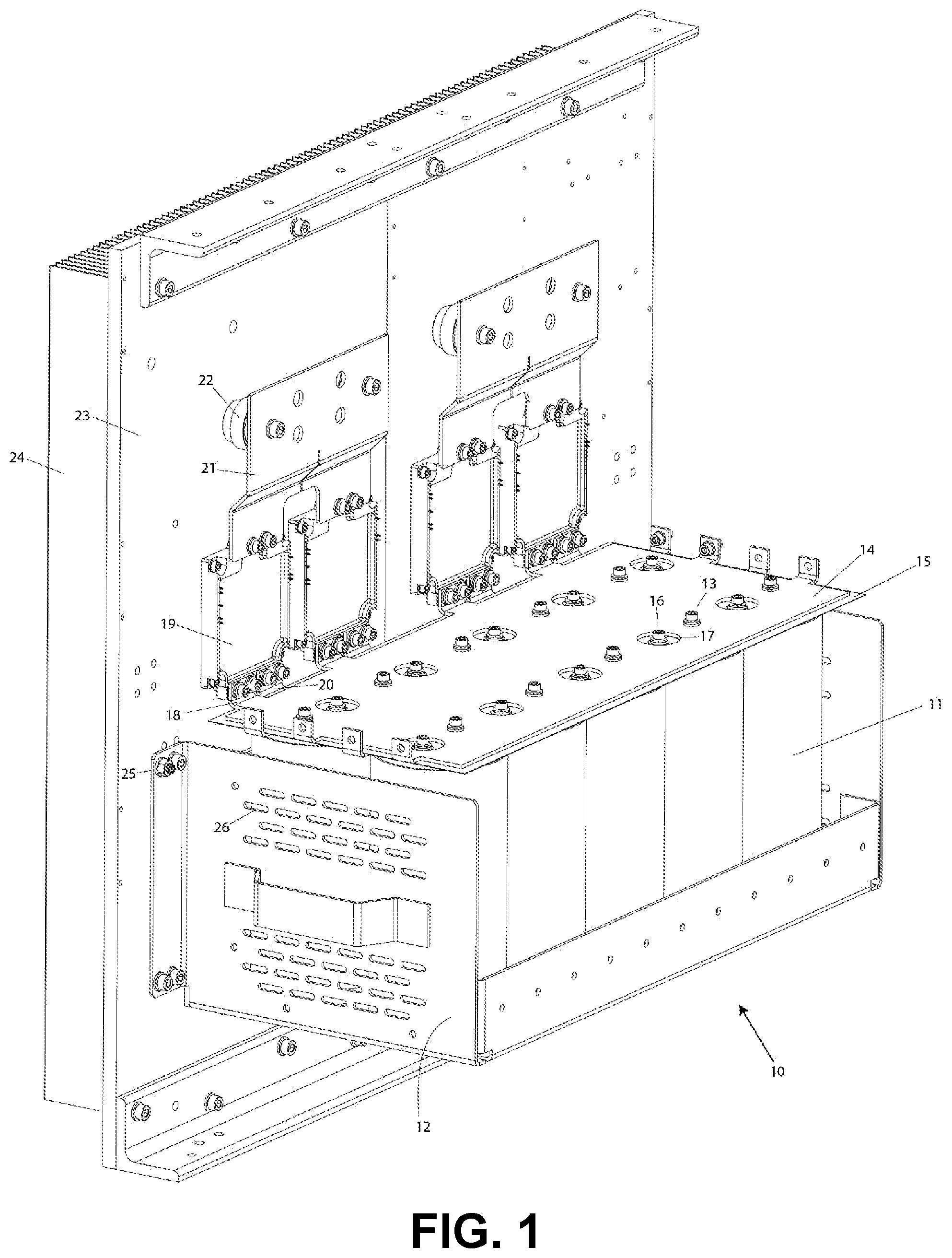Patent US11776757 Figure 1 – Method for mounting high voltage capacitor banks