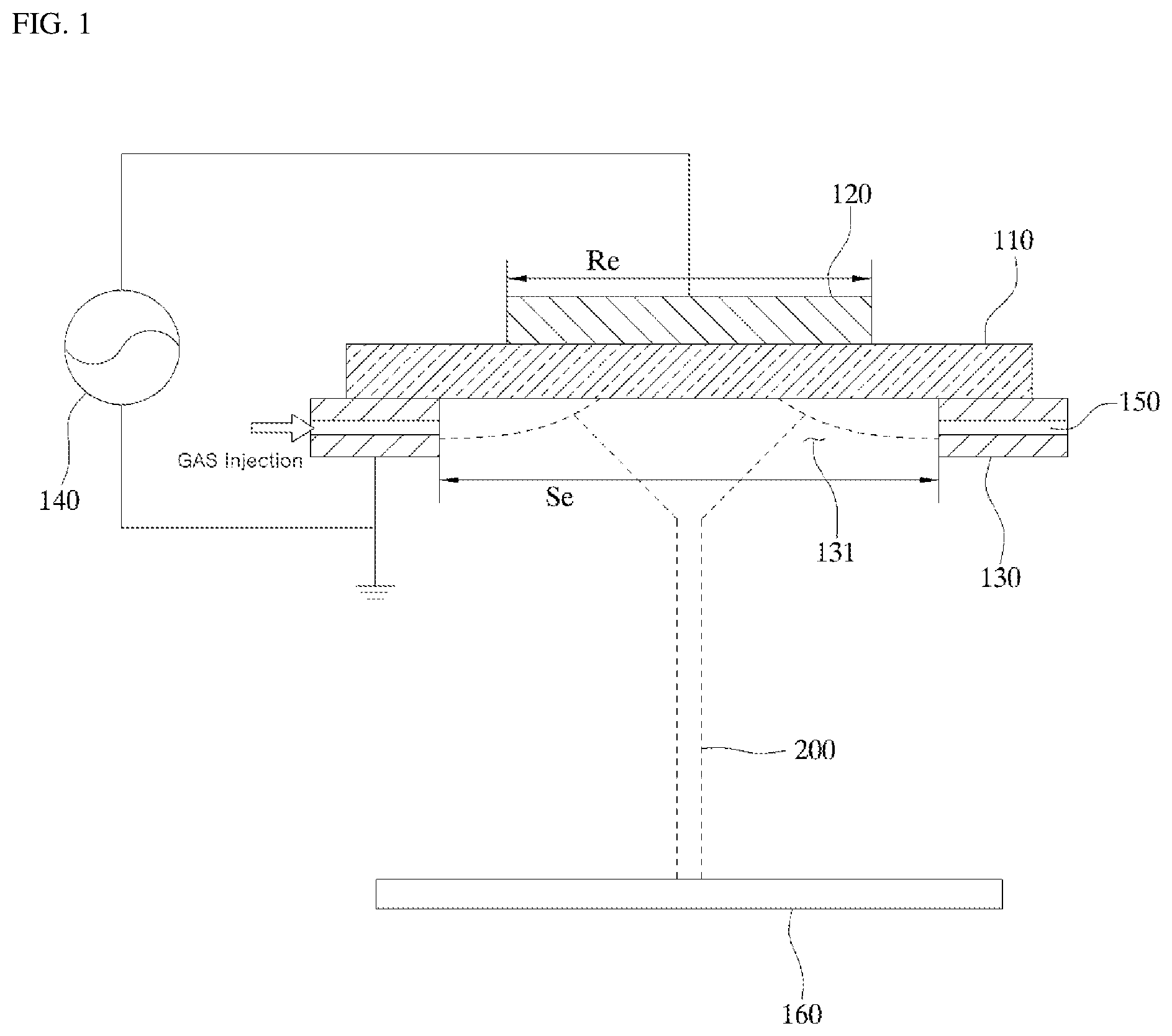 Patent US11776819 — Point etching module using annular surface dielectric barrier discharge apparatus and method for control etching profile of point etching module — Figure 1
