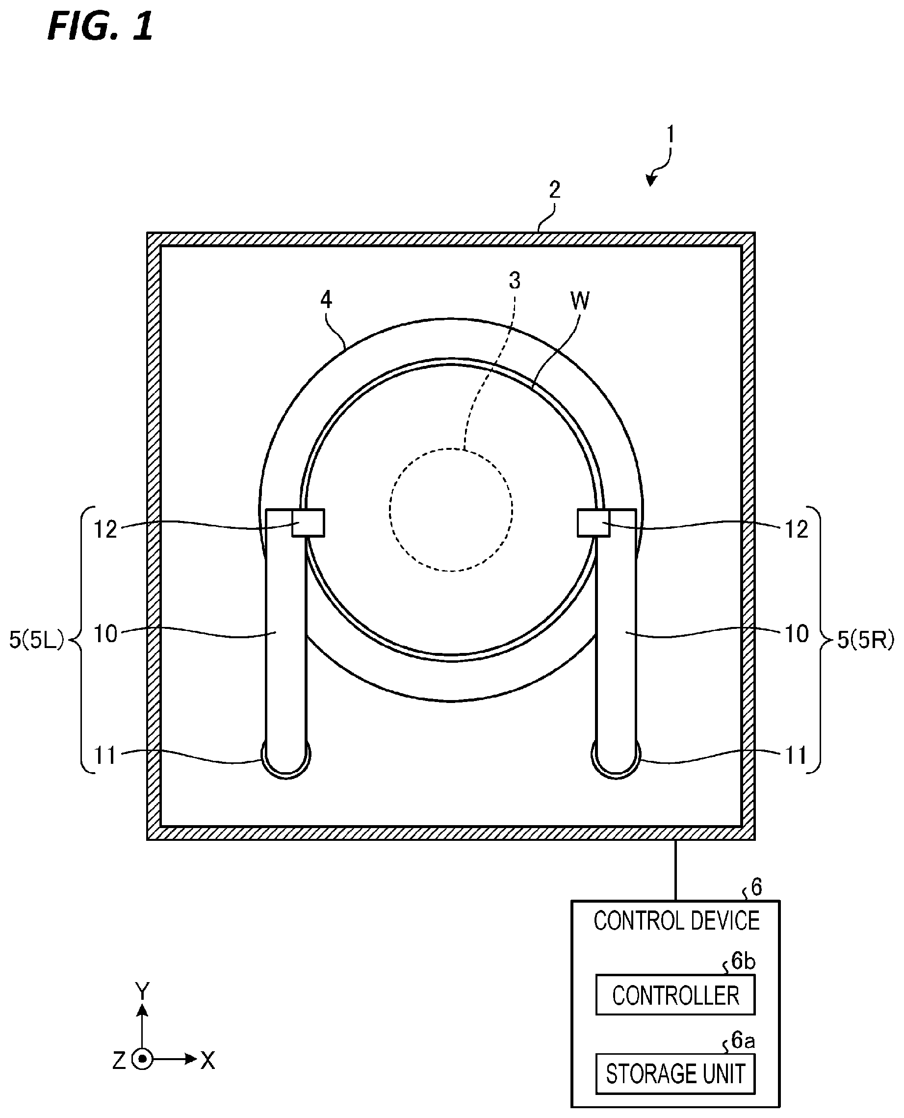 Patent US11776824 — Processing liquid ejection nozzle, nozzle arm, substrate processing apparatus, and substrate processing method — Figure 1