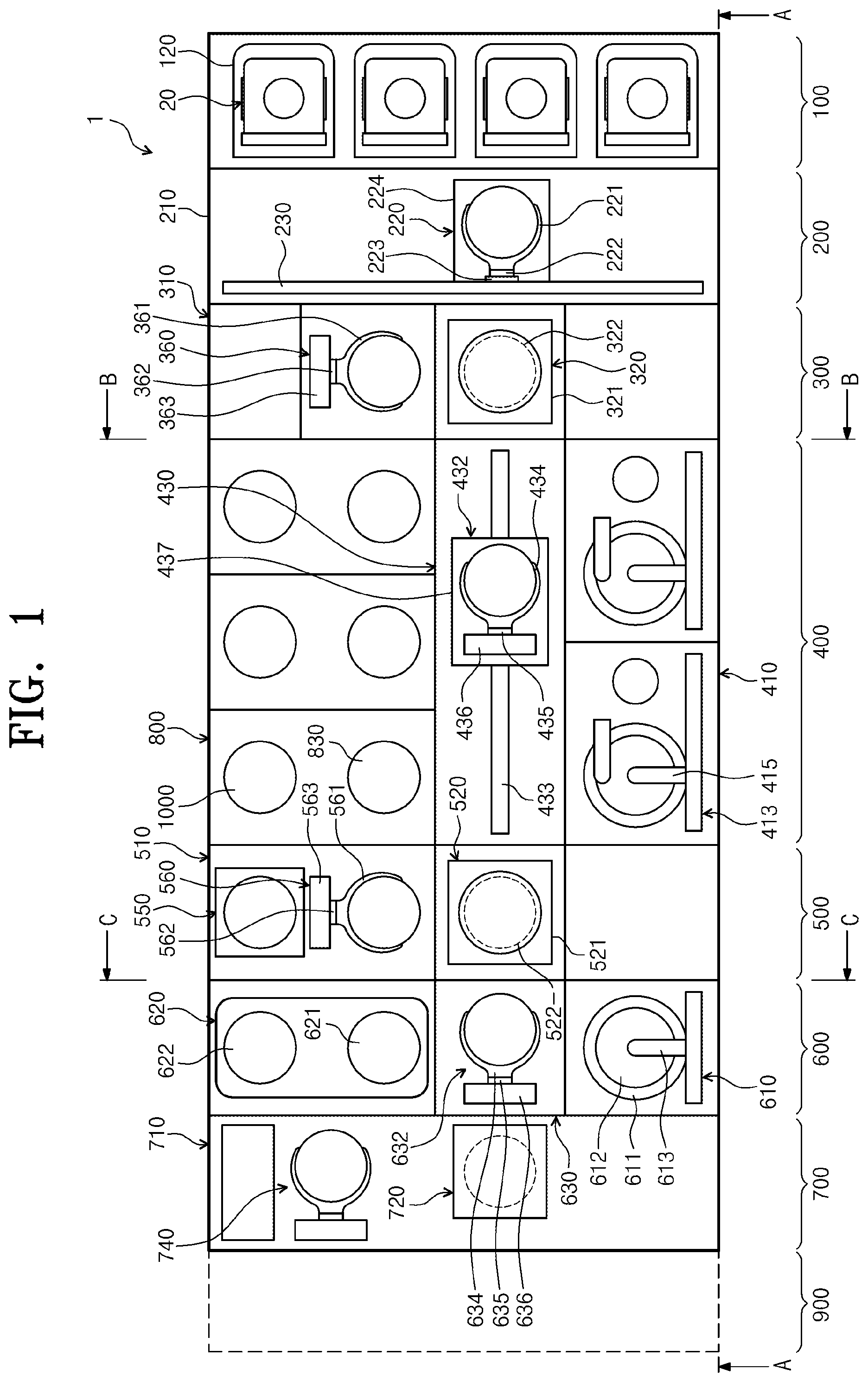 Patent US11776826 — Apparatus and method for treating substrate — Figure 1