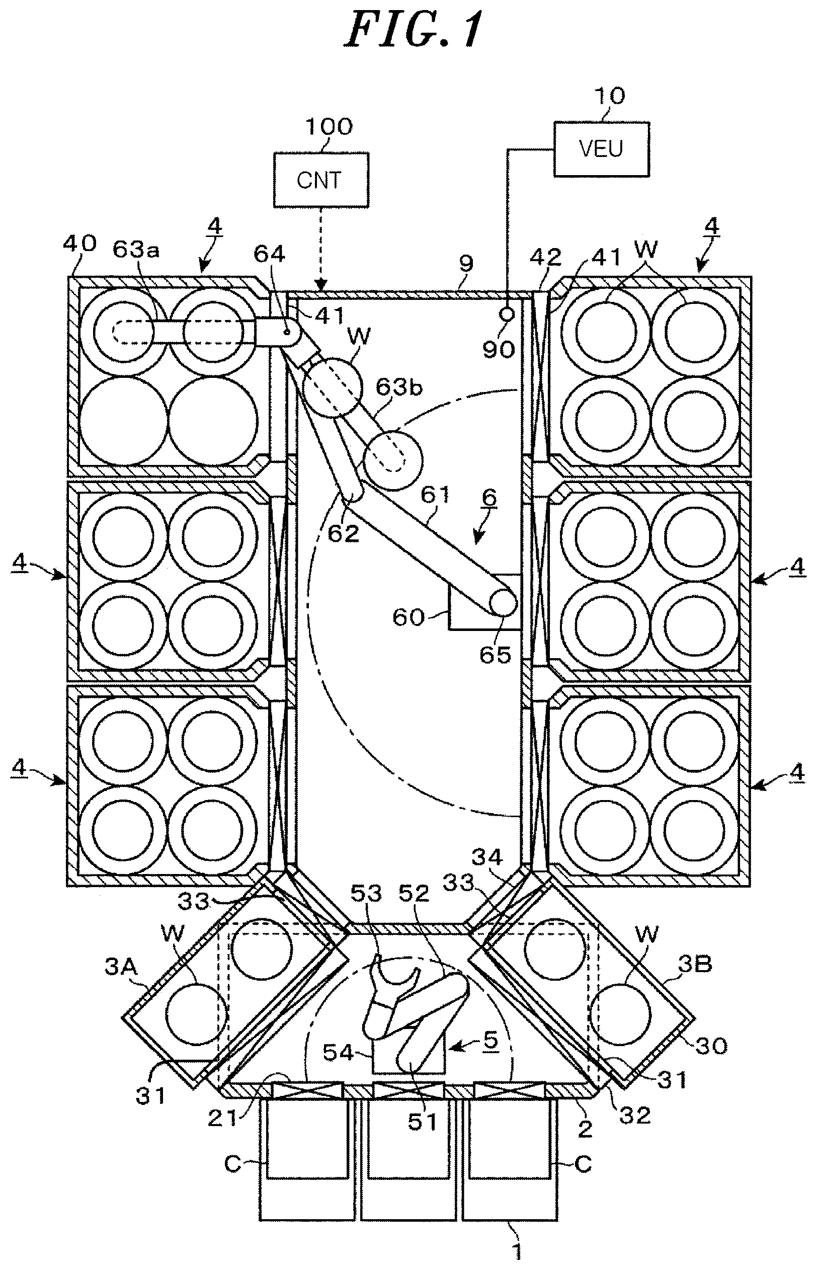 Patent US11776828 — Vacuum processing device — Figure 1