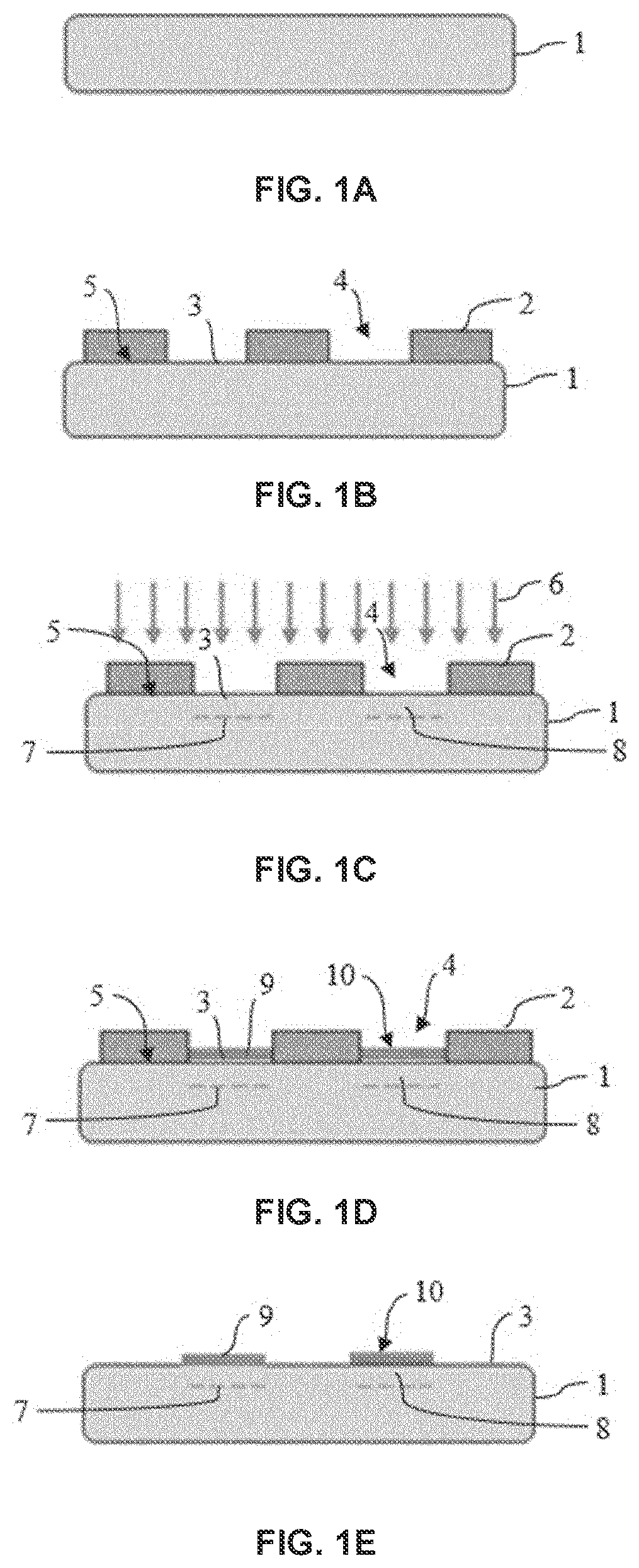 Patent US11776843 — Method for transferring blocks from a donor substrate onto a receiver substrate by implanting ions in the donor substrate through a mask, bonding the donor substrate to the receiver substrate, and detaching the donor substrate along an embrittlement plane — Figure 1
