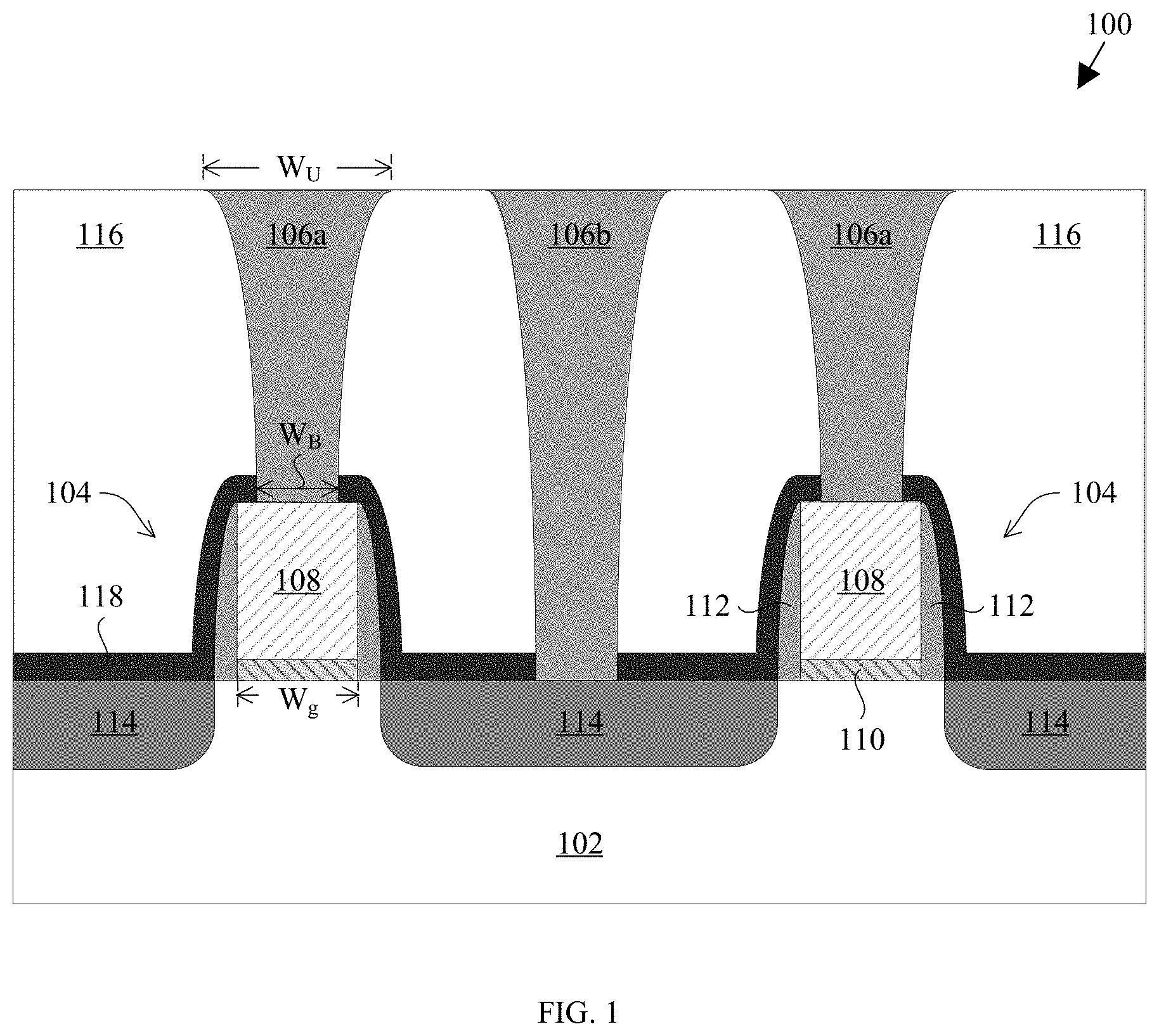Patent US11776844 — Contact via structures of semiconductor devices — Figure 1