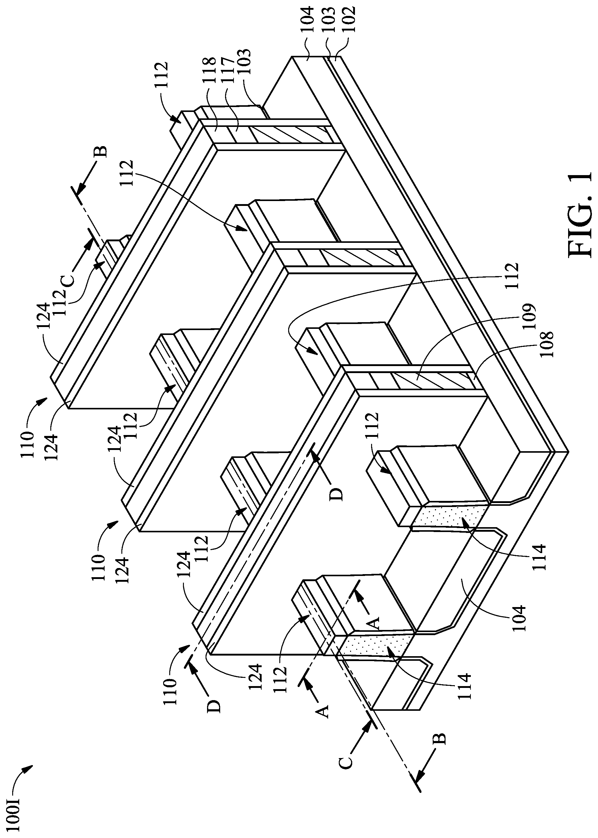 Patent US11776854 — Semiconductor structure with hybrid nanostructures — Figure 1