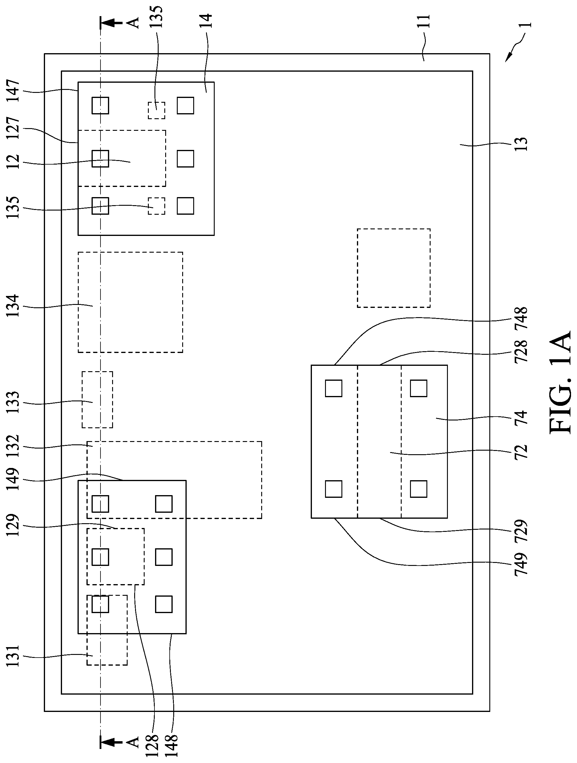 Patent US11776863 — Semiconductor device package — Figure 1
