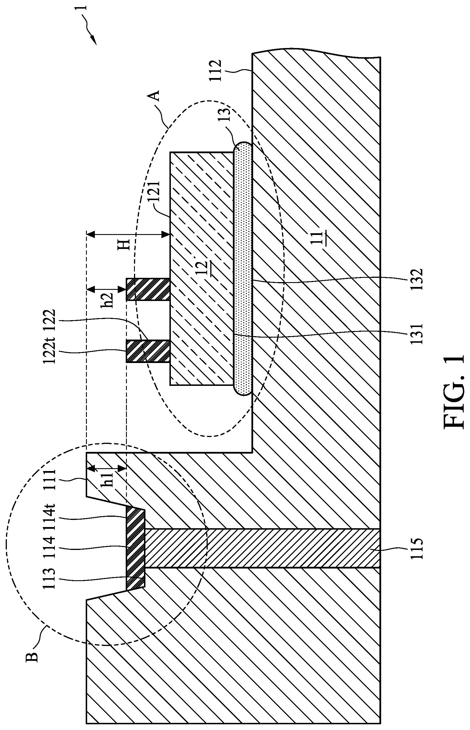Patent US11776889 — Semiconductor package device and method of manufacturing the same — Figure 1
