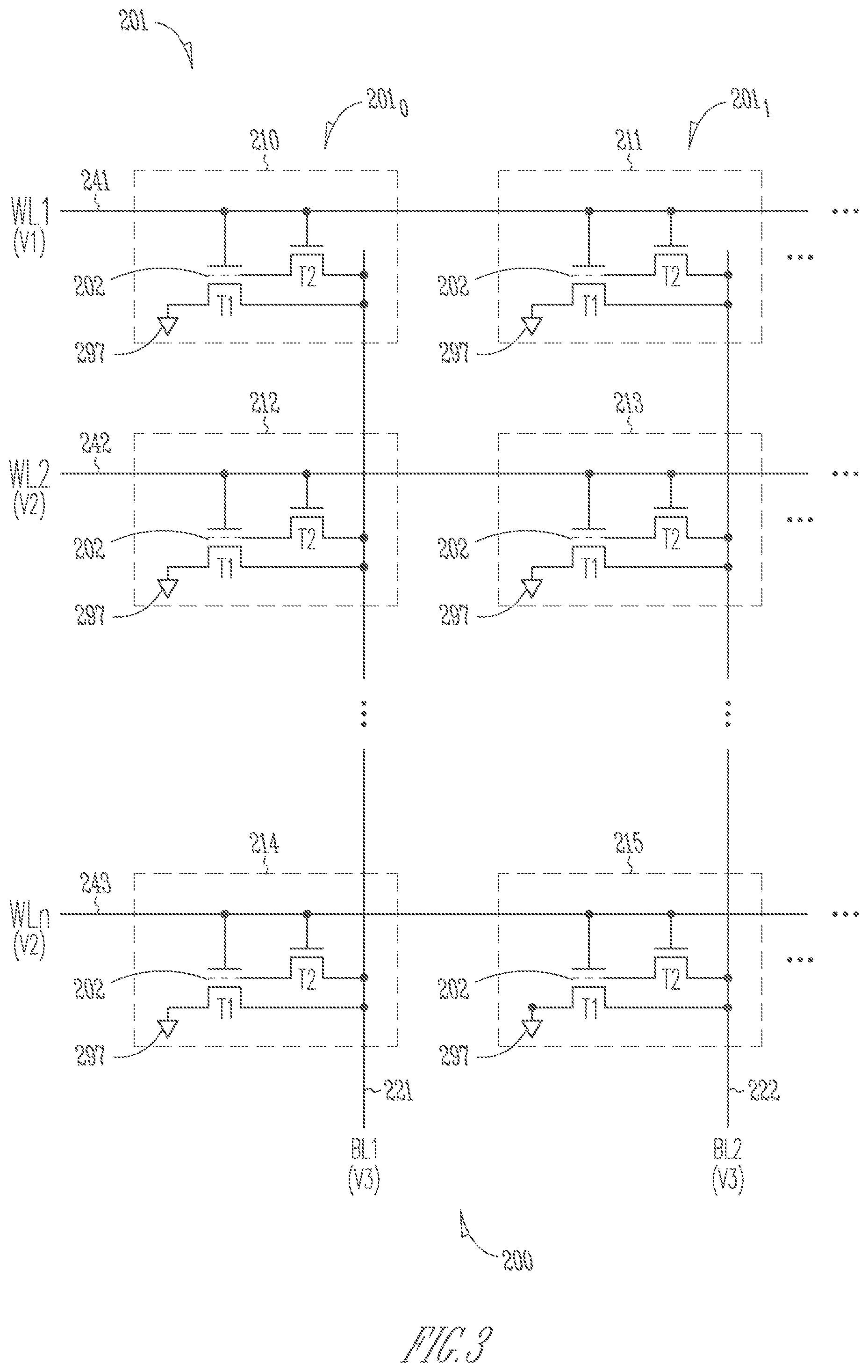 Patent US11776907 Figure 3 – Memory device having 2-transistor vertical memory cell and a common plate