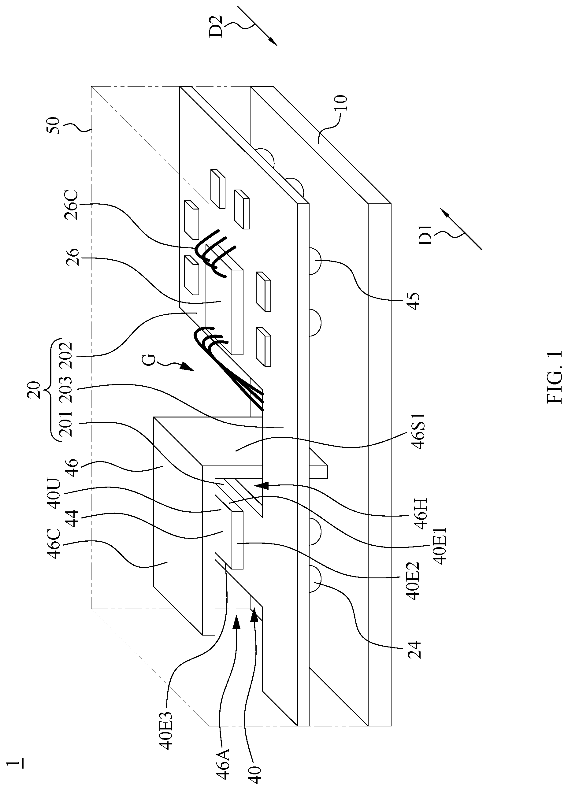 Patent US11776917 — Electronic package — Figure 1
