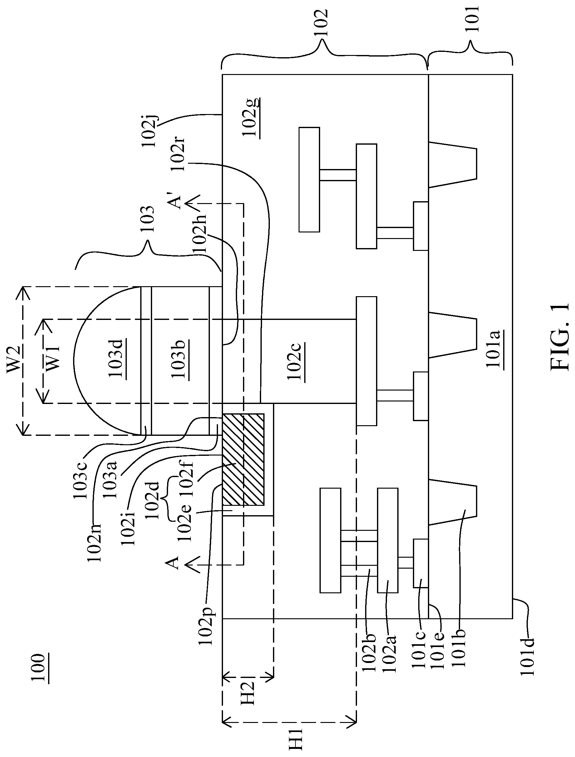 Patent US11776921 — Method of manufacturing semiconductor structure having polygonal bonding pad — Figure 1