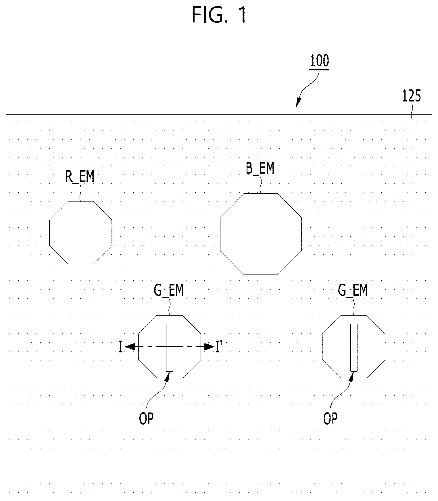 Patent US11776965 — Light emitting display device comprising anode having at least one opening — Figure 1