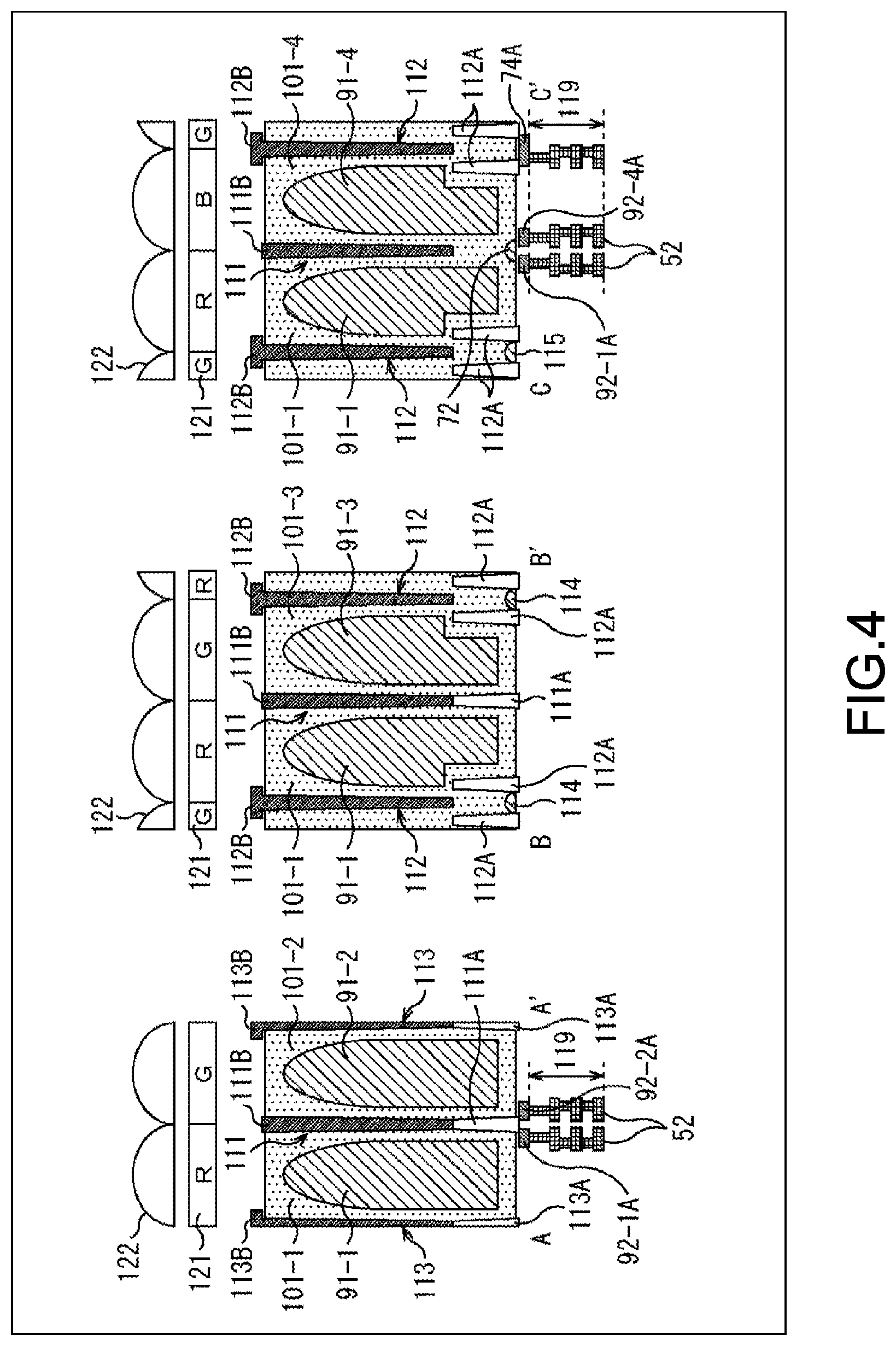 Patent US11776978 Figure 4 – Solid-state image pickup device and electronic apparatus having a separation wall between the first photodiode and the second photodiode