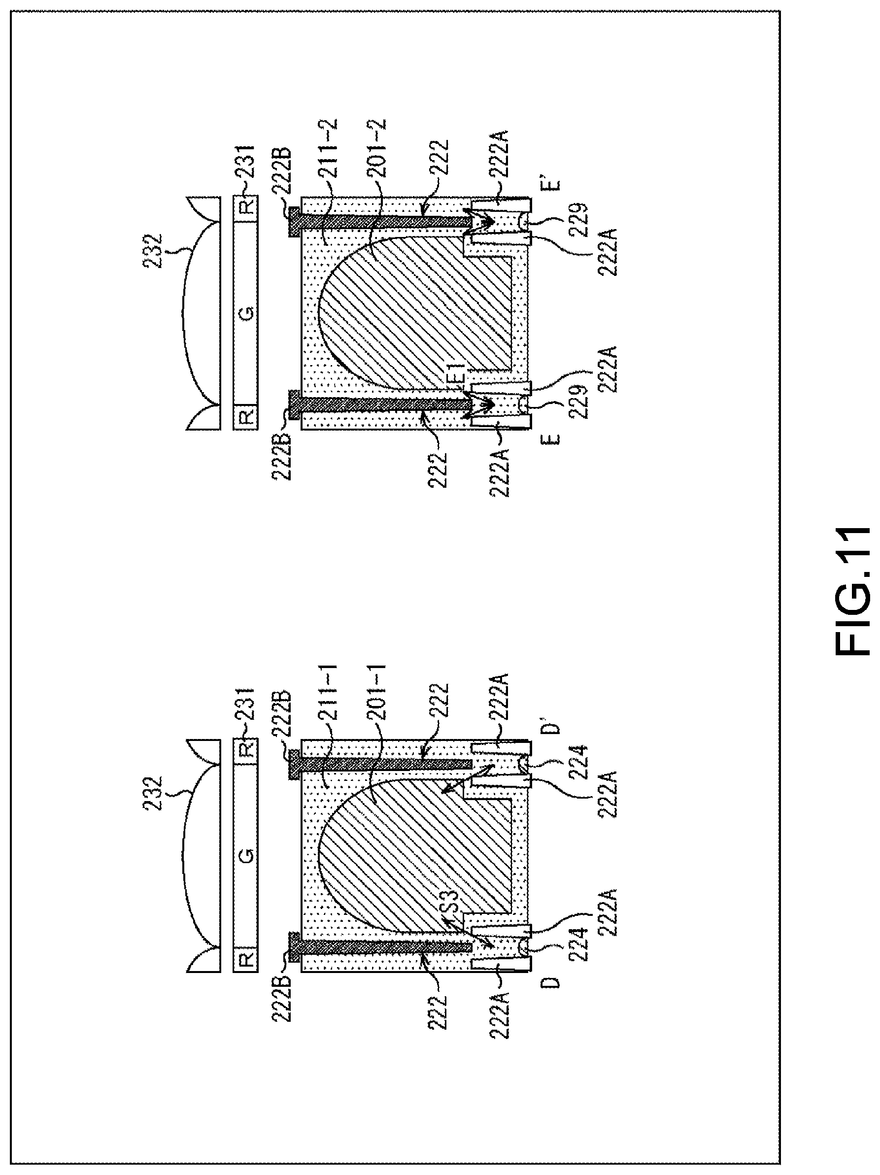 Patent US11776978 Figure 11 – Solid-state image pickup device and electronic apparatus having a separation wall between the first photodiode and the second photodiode