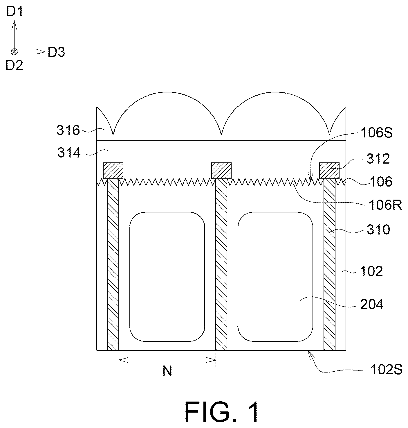 Patent US11776979 — Photosensitive device comprising patterned semiconductor polarizer — Figure 1