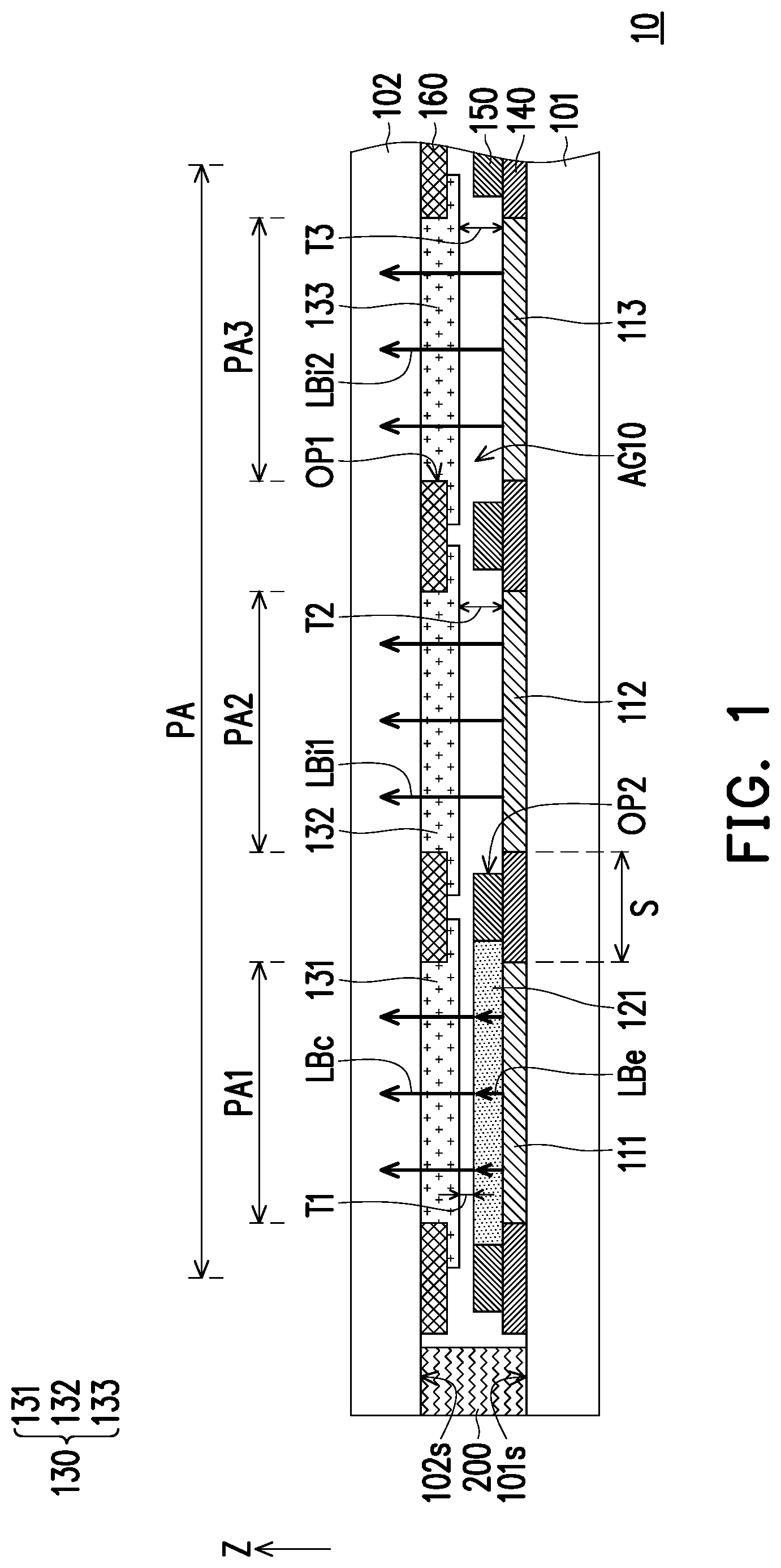 Patent US11776990 — Micro light-emitting diode display panel — Figure 1