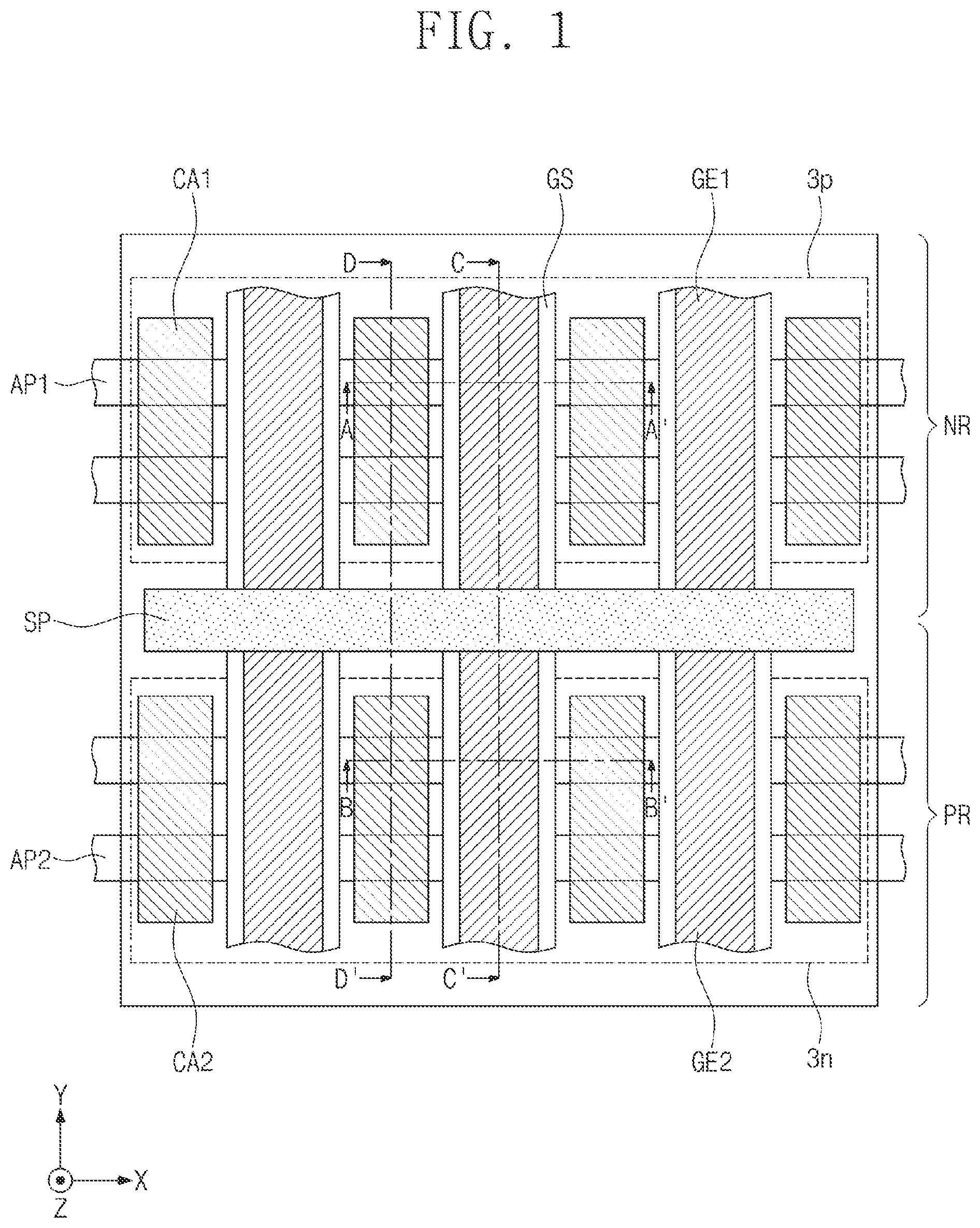 Patent US11777001 — Semiconductor device including superlattice pattern — Figure 1