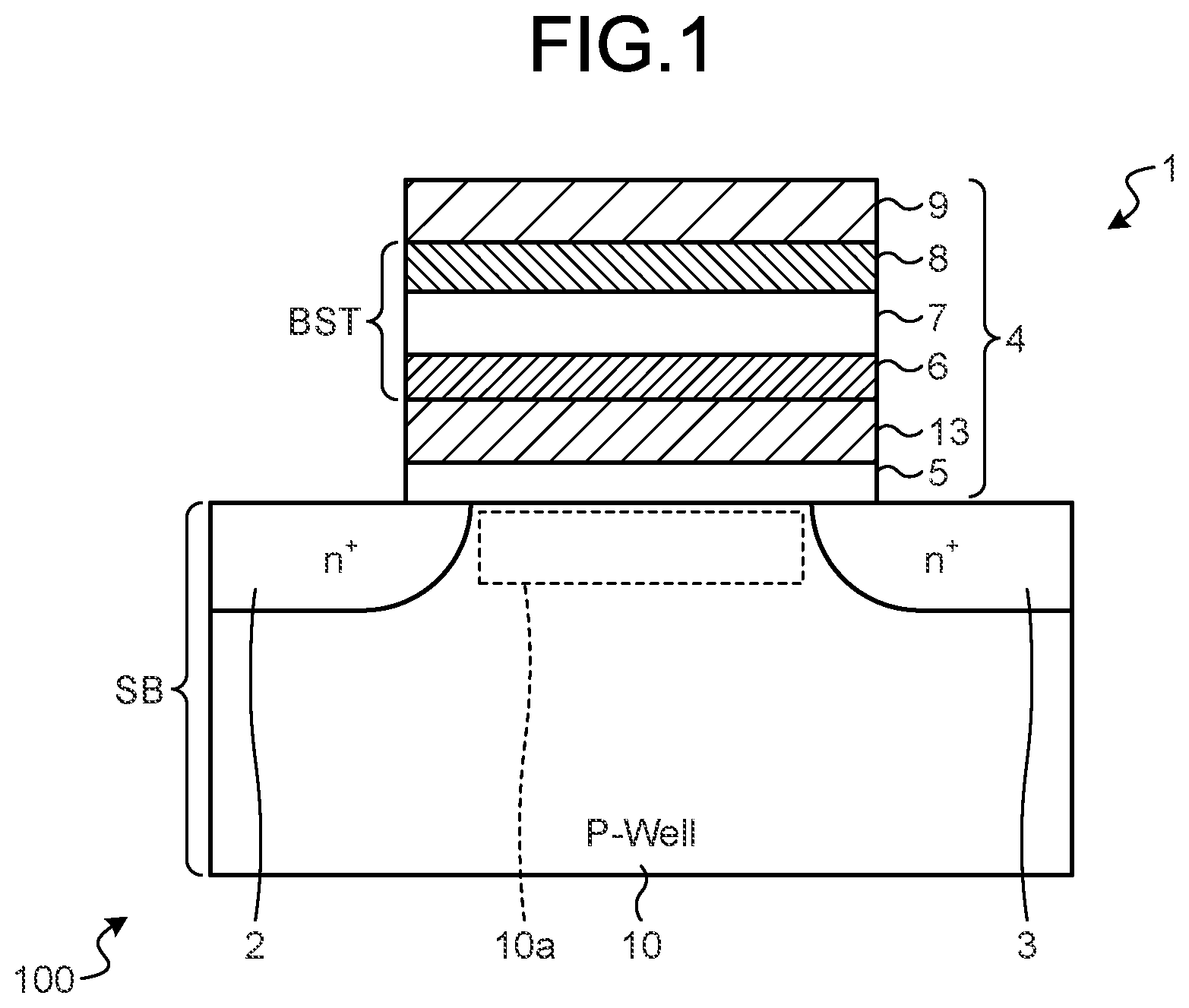 Patent US11777006 — Nonvolatile memory device — Figure 1