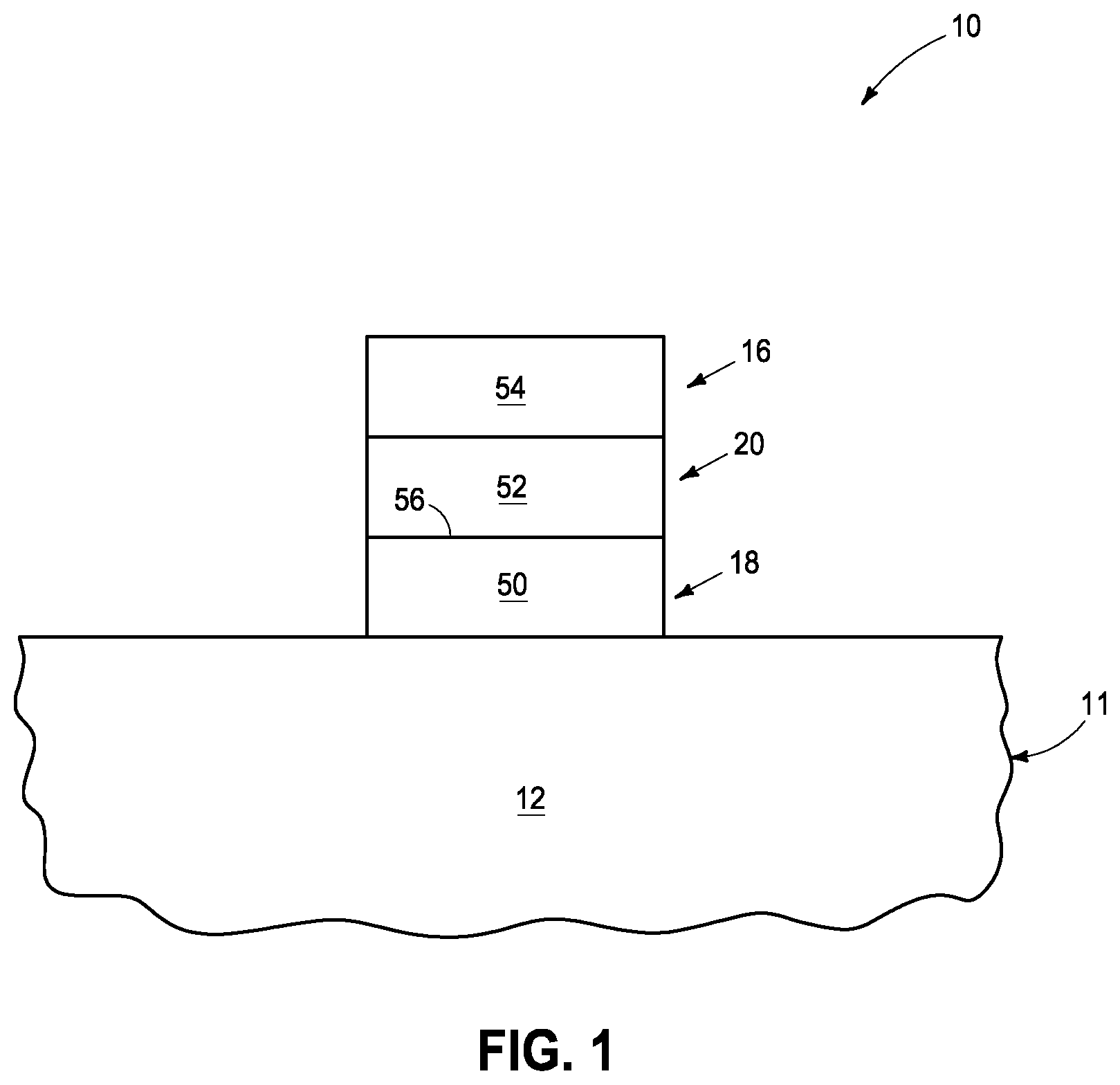 Patent US11777011 — Integrated circuitry, method used in the fabrication of a vertical transistor, and method used in the fabrication of integrated circuitry — Figure 1