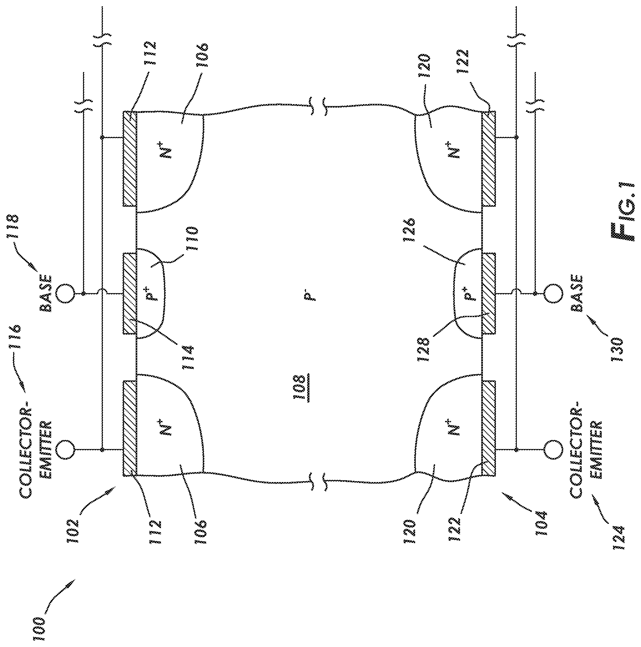 Patent US11777018 Figure 1 – Layout to reduce current crowding at endpoints