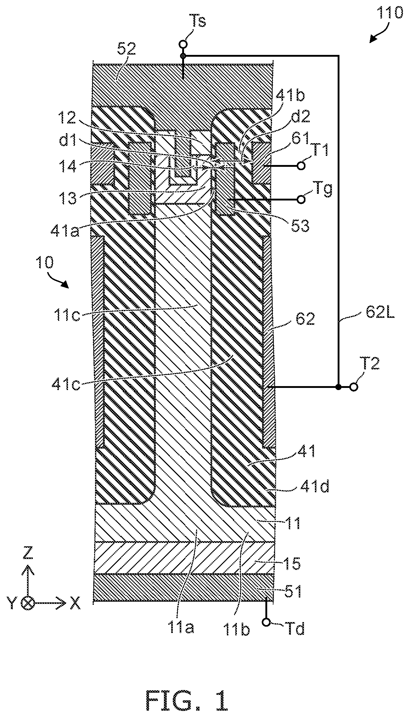 Patent US11777025 Figure 1 – Semiconductor device