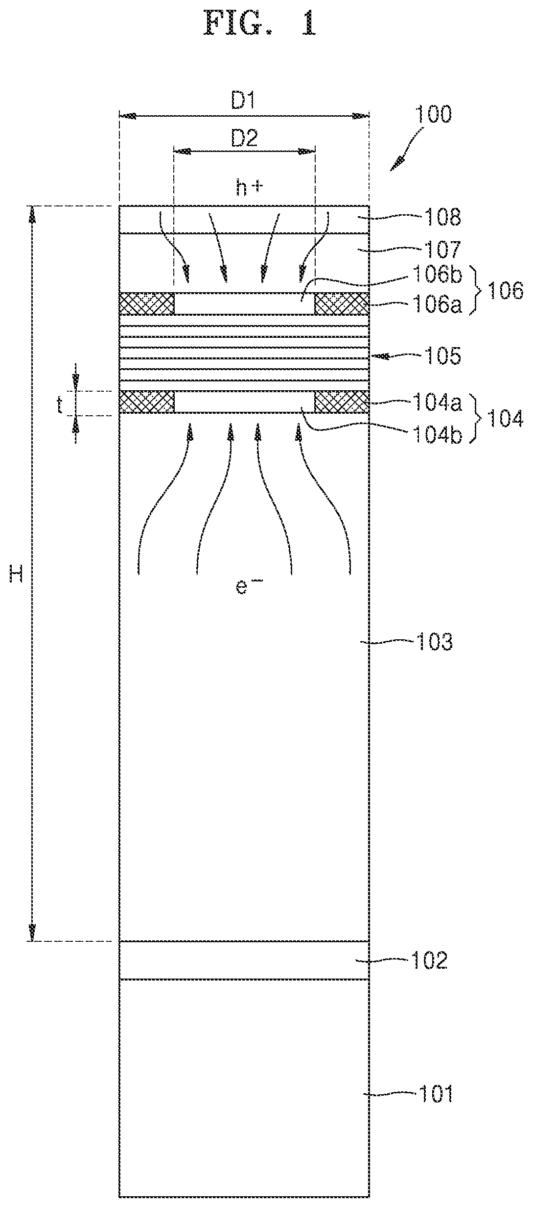 Patent US11777056 — Nanorod light emitting device and method of manufacturing the same — Figure 1