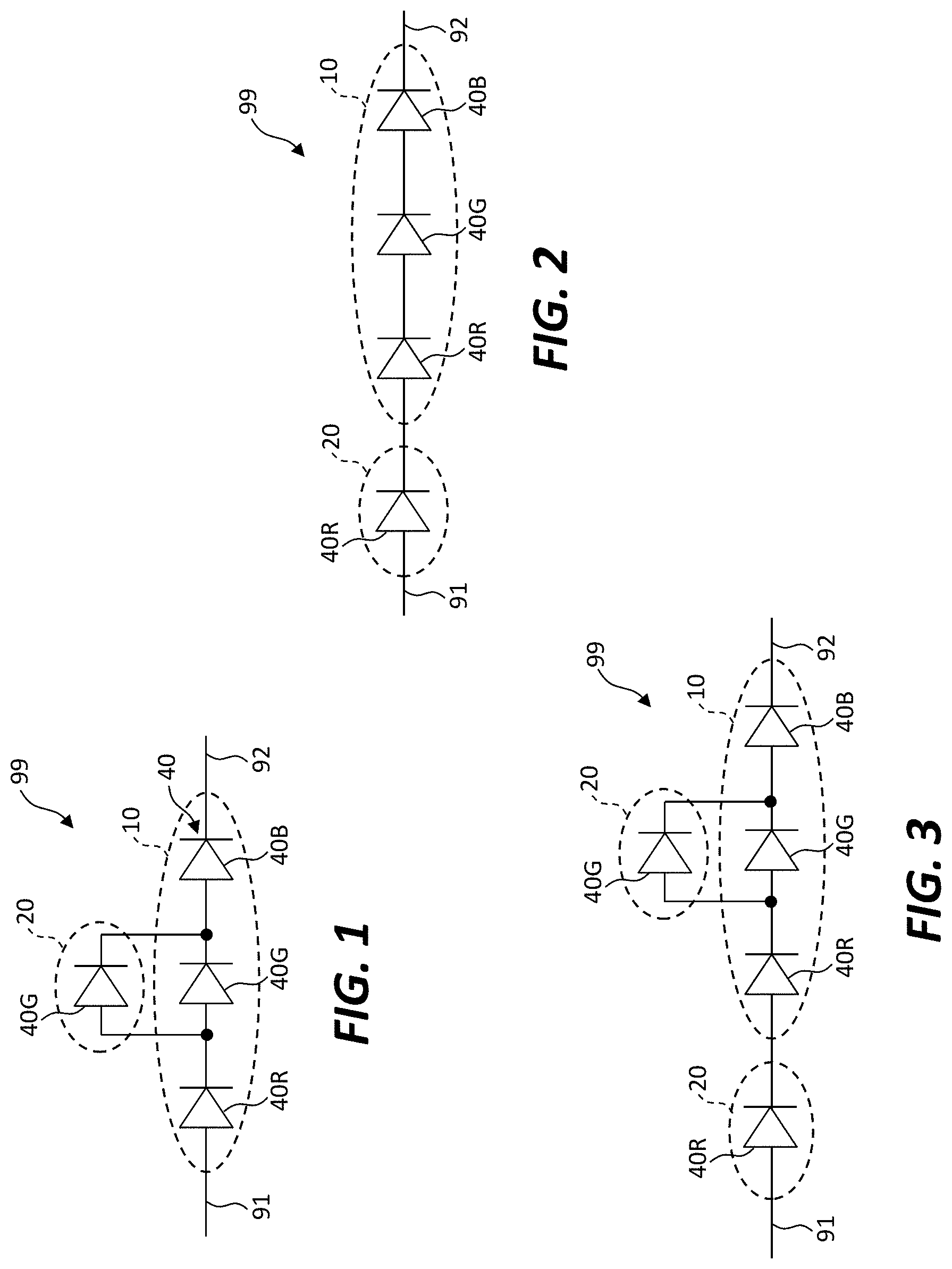 Patent US11777065 Figure 1 – White-light-emitting LED structures