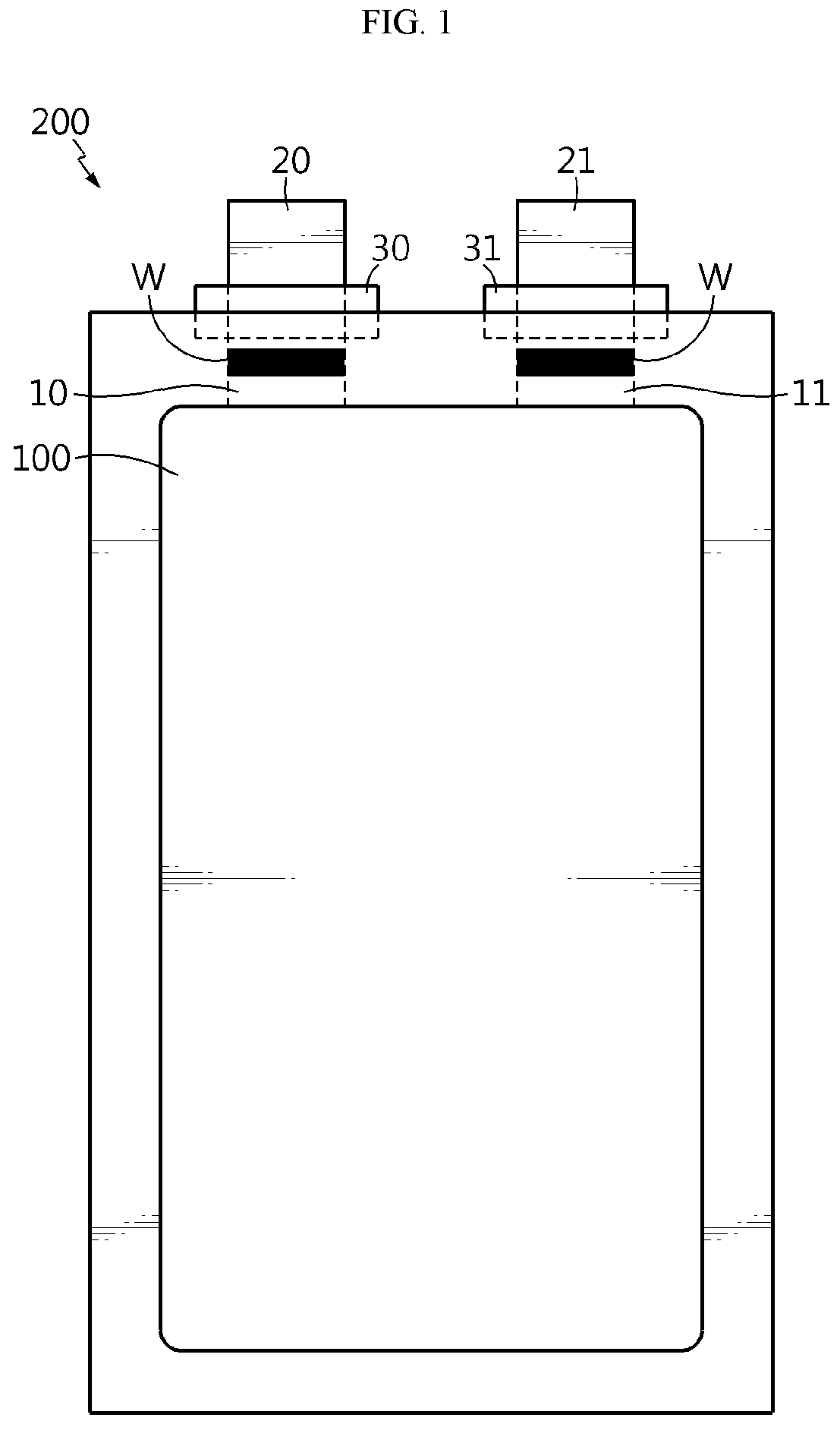Patent US11777095 — Secondary battery comprising electrode tab provided with insulation coating layer — Figure 1