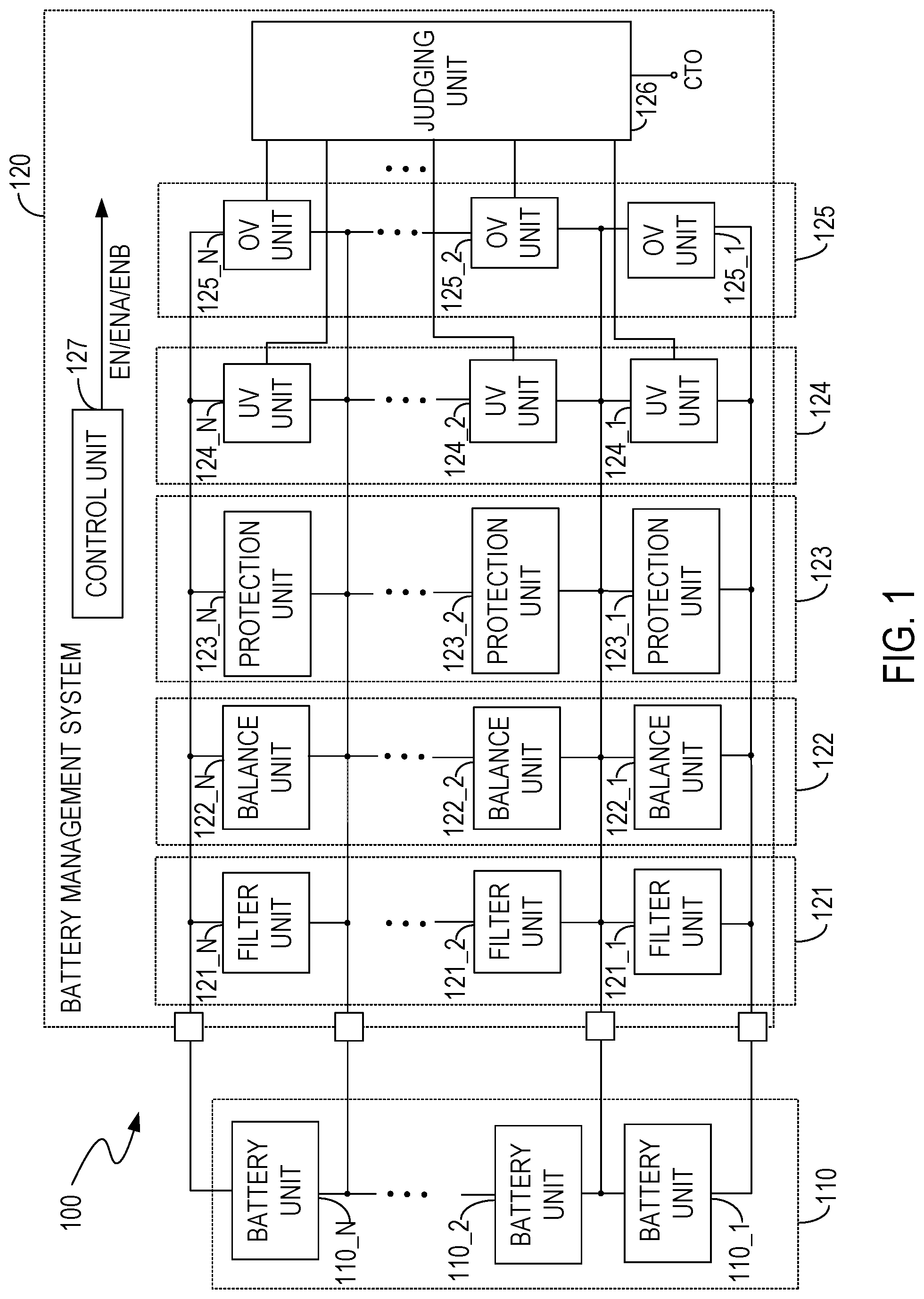 Patent US11777154 — Battery management systems and methods, and open cell detection systems — Figure 1