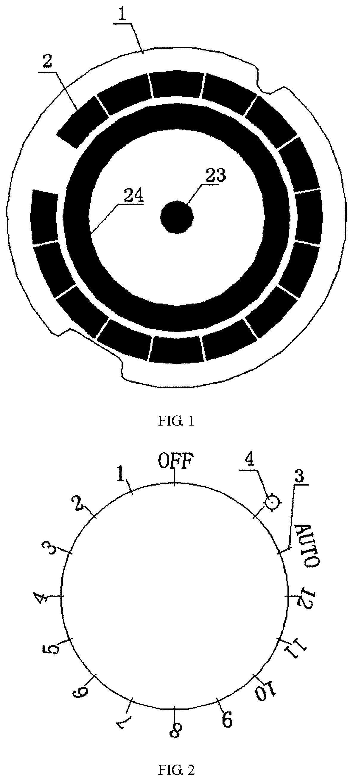 Patent US11777166 — Multi-gear brightness adjustment circuit board, multi-gear battery holder structure, and multi-gear brightness adjustment assembly — Figure 1