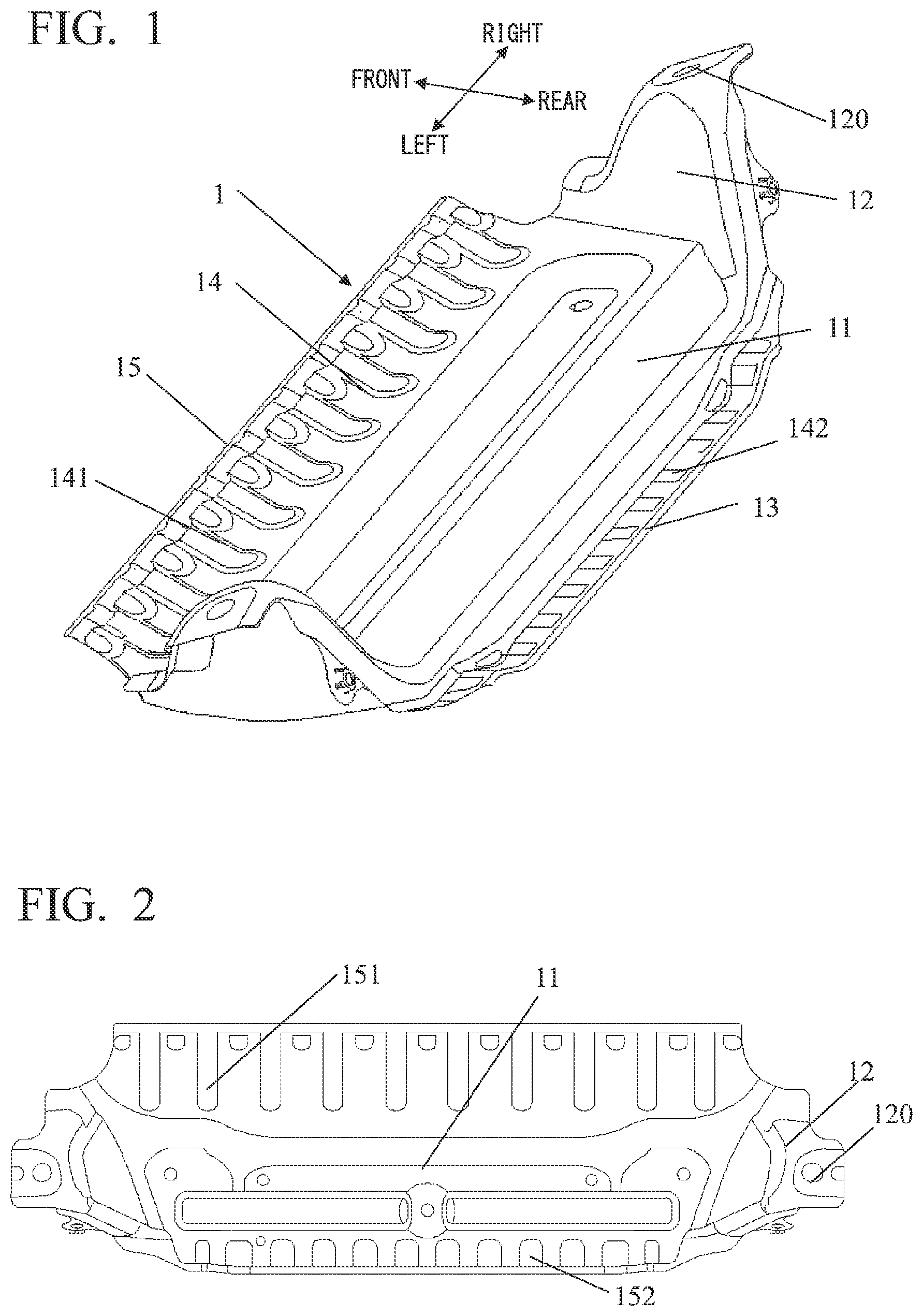 Patent US11777168 — Battery protection member and vehicle — Figure 1