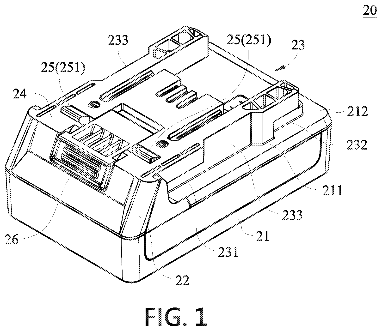 Patent US11777171 — Buckling structure for a battery of a handheld power tool — Figure 1