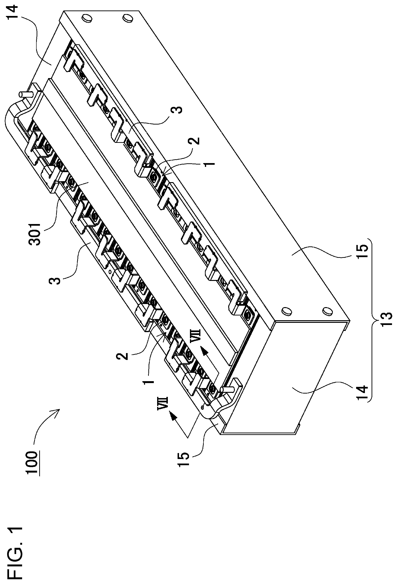 Patent US11777178 Figure 1 – Battery module, vehicle provided with same, and bus bar