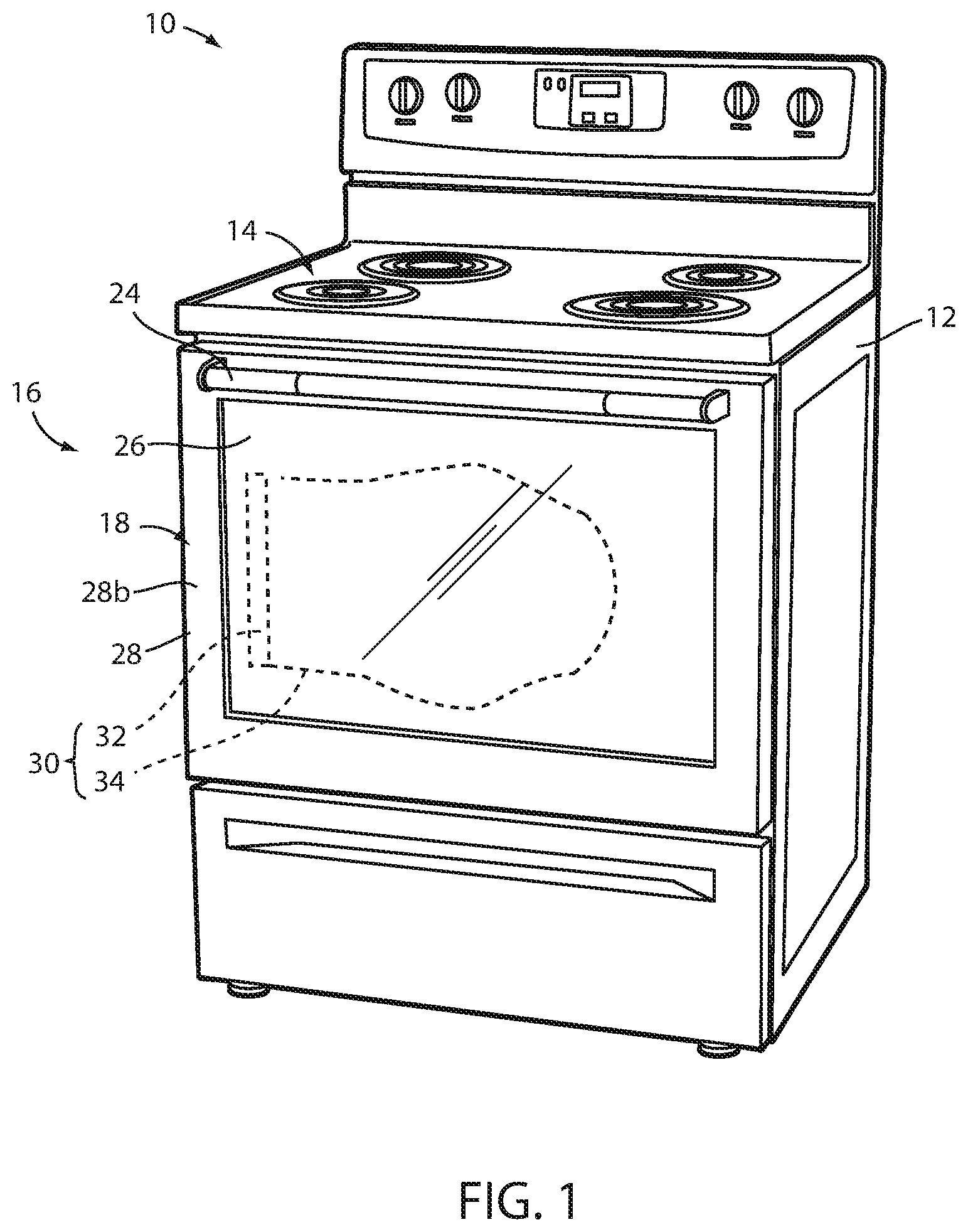 Patent US11777190 — Appliance including an antenna using a portion of appliance as a ground plane — Figure 1