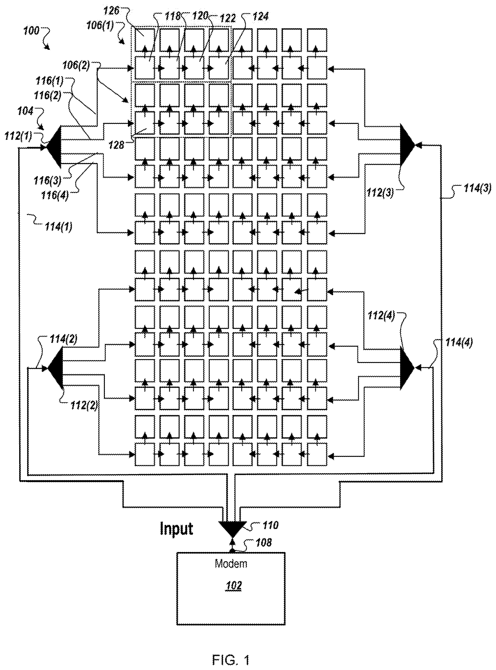 Patent US11777209 — Phased array antenna using series-fed sub-arrays — Figure 1