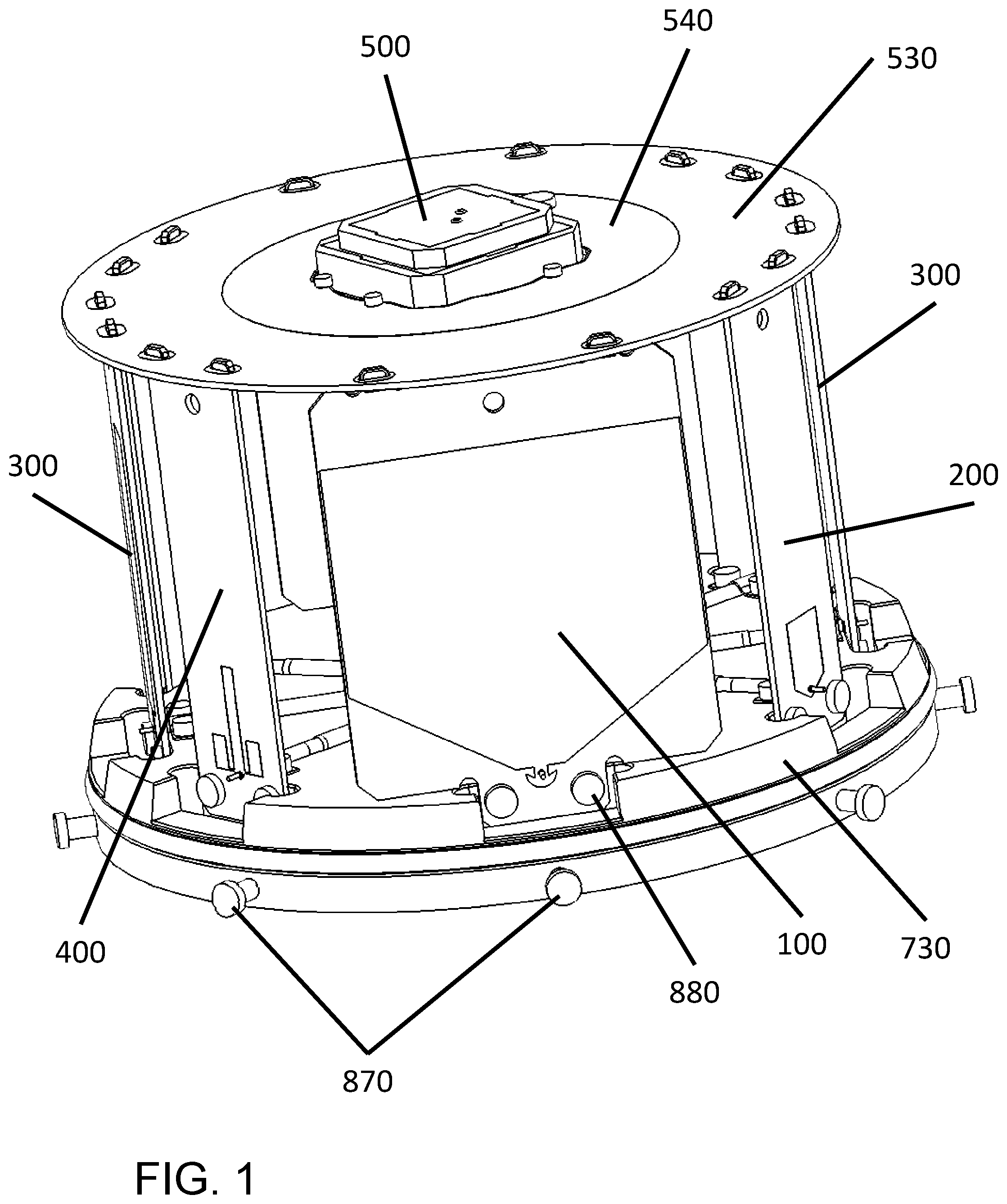 Patent US11777232 — Mobile multi-frequency RF antenna array with elevated GPS devices, systems, and methods — Figure 1
