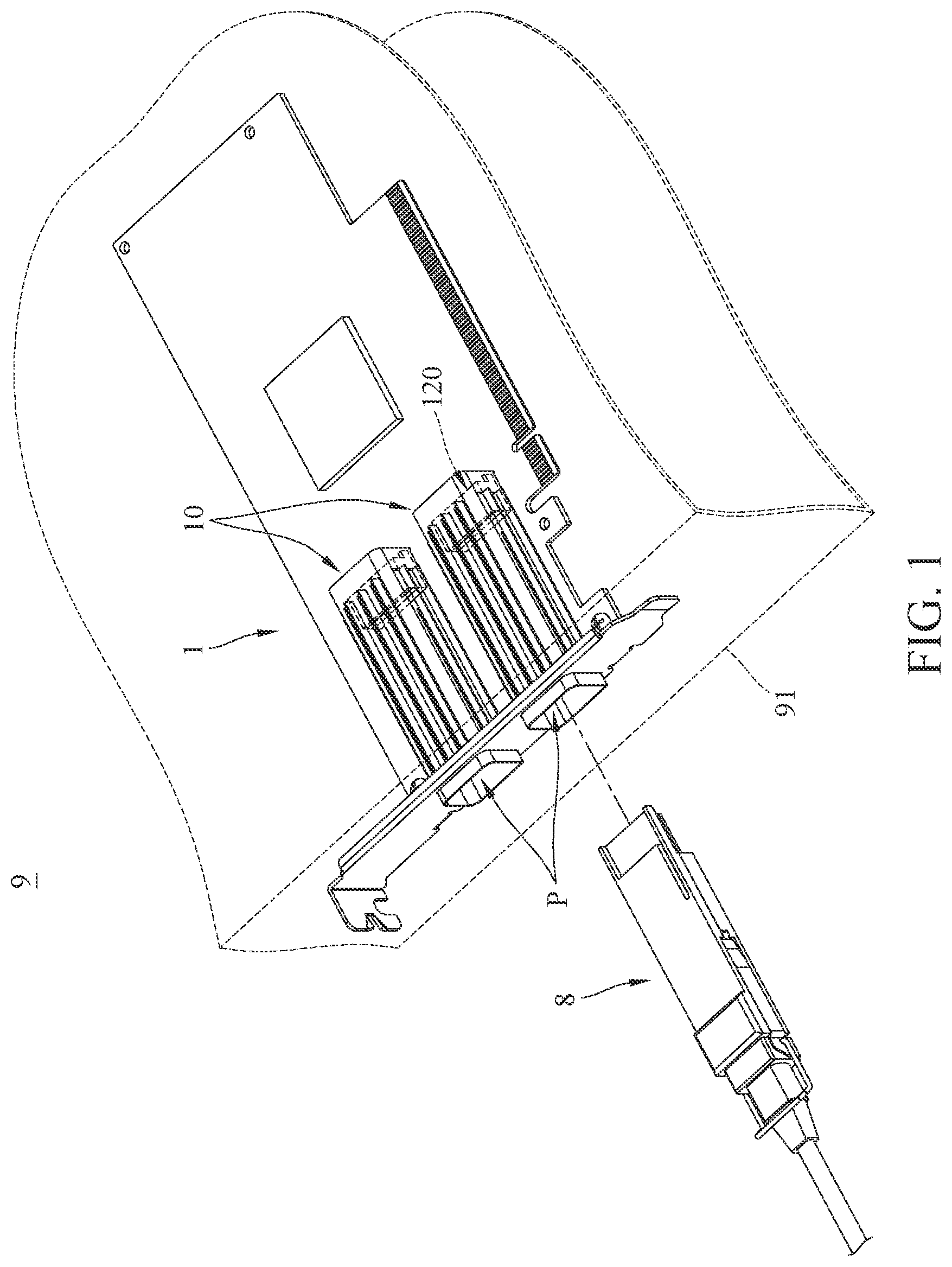 Patent US11777238 — Receptacle assembly, interface card, and electronic device having the same — Figure 1