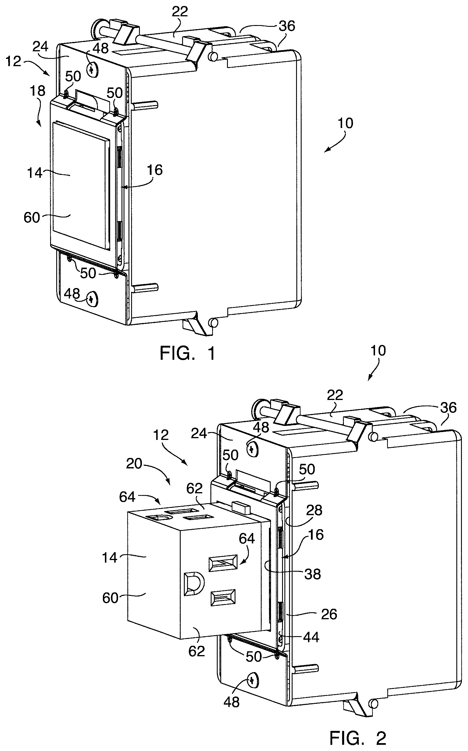 Patent US11777246 — Electrical pop out device — Figure 1