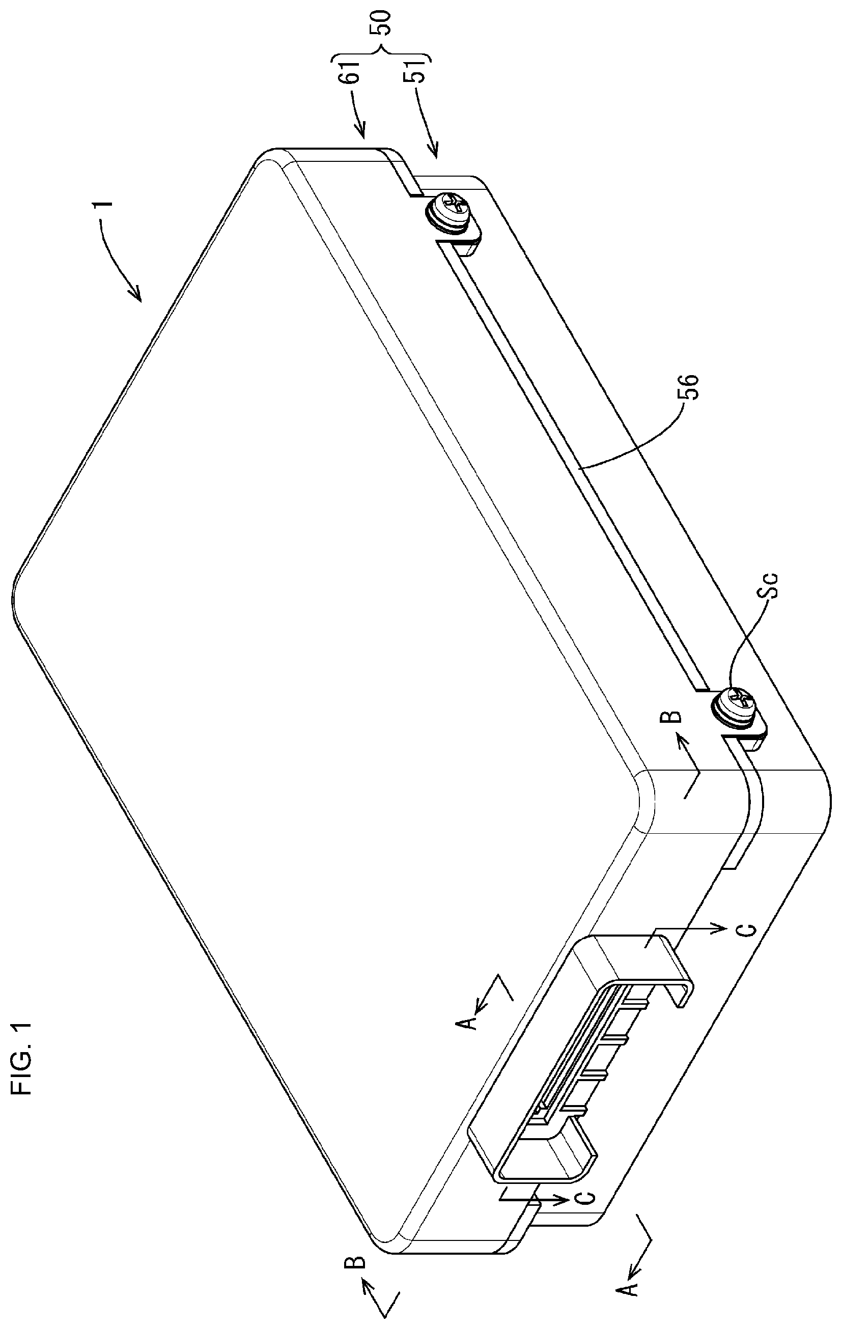 Patent US11777249 — Electrical connection box with a waterproof member — Figure 1