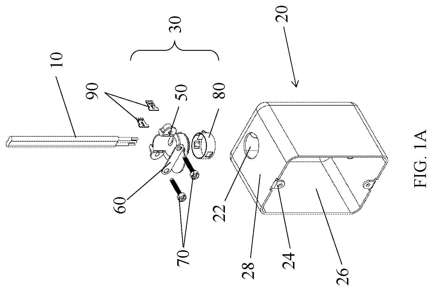 Patent US11777288 — Snap in zip connector — Figure 1