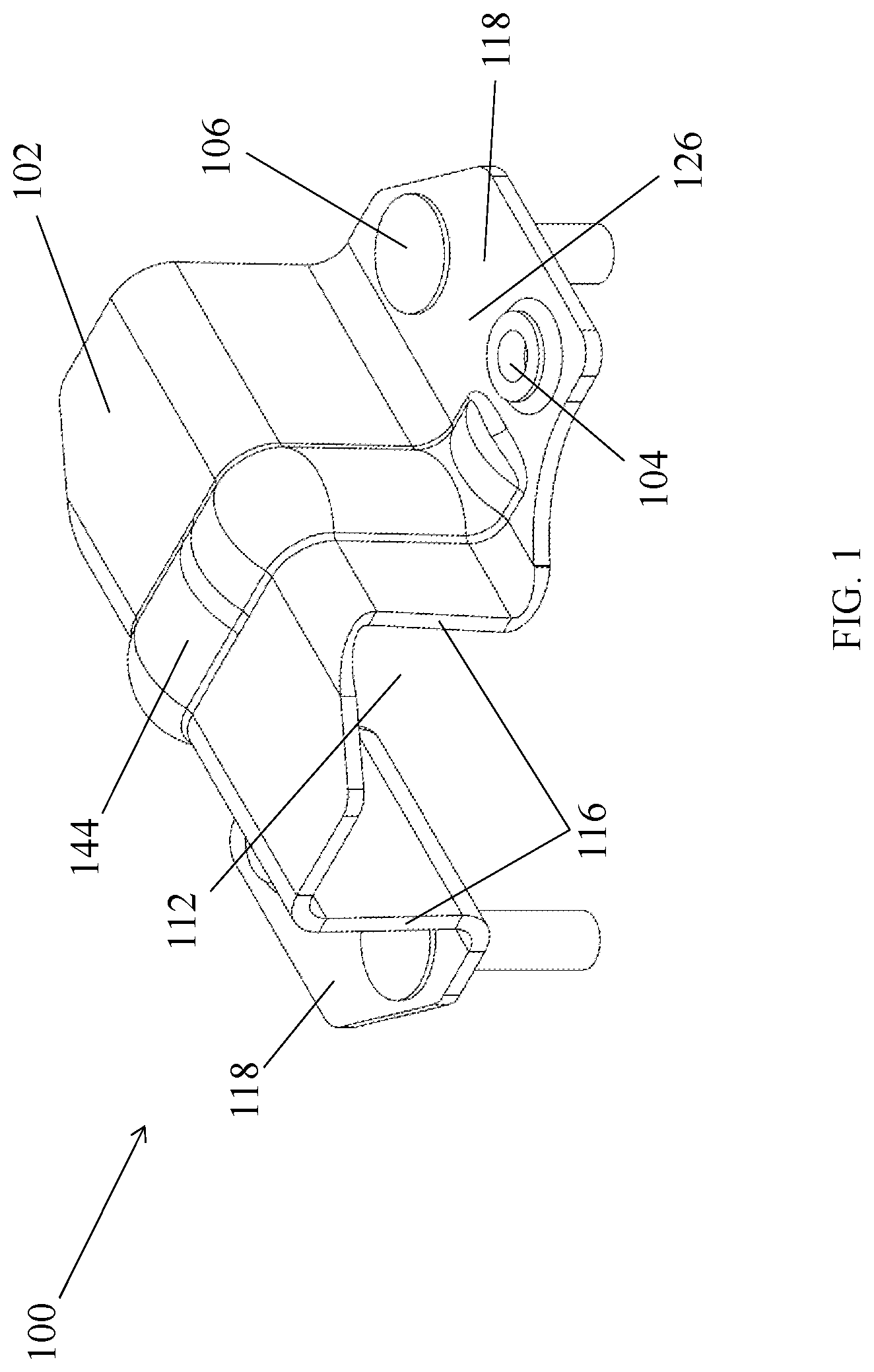 Patent US11777293 Figure 1 – Ceiling fan brace bracket