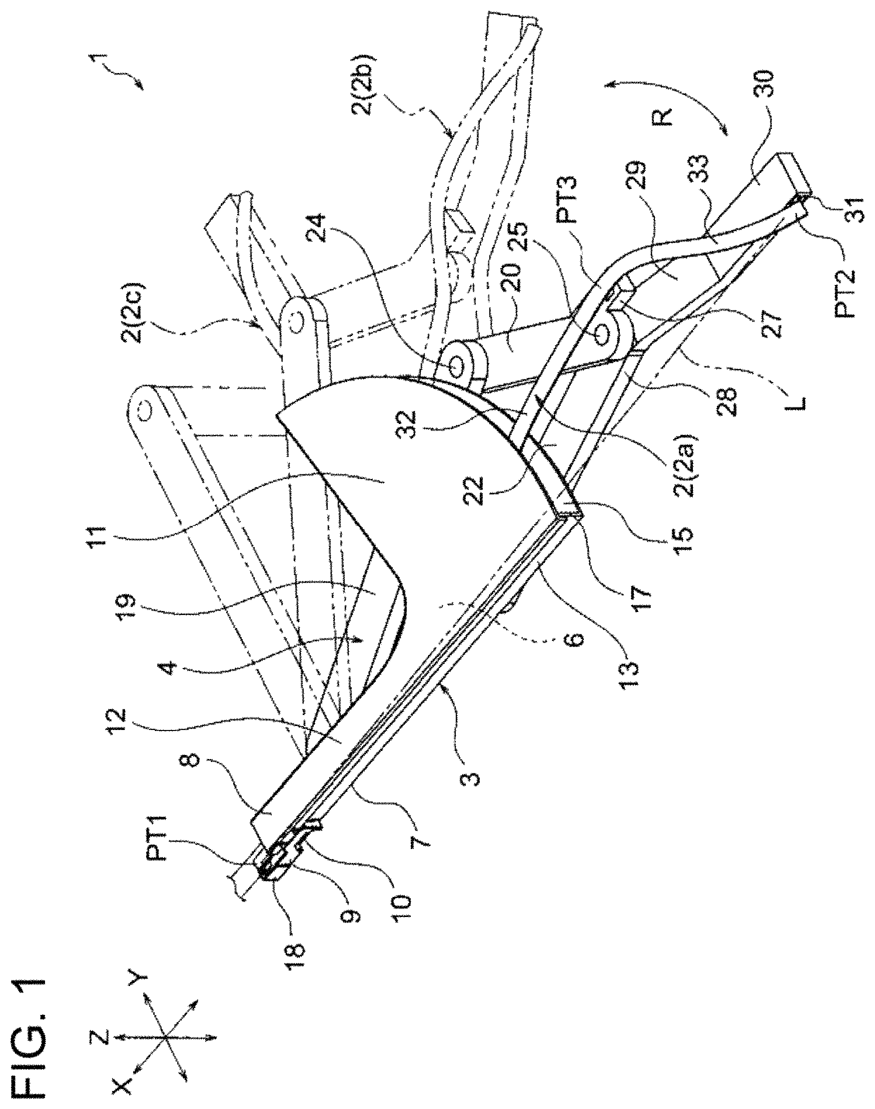 Patent US11777296 — Wire harness installation structure — Figure 1