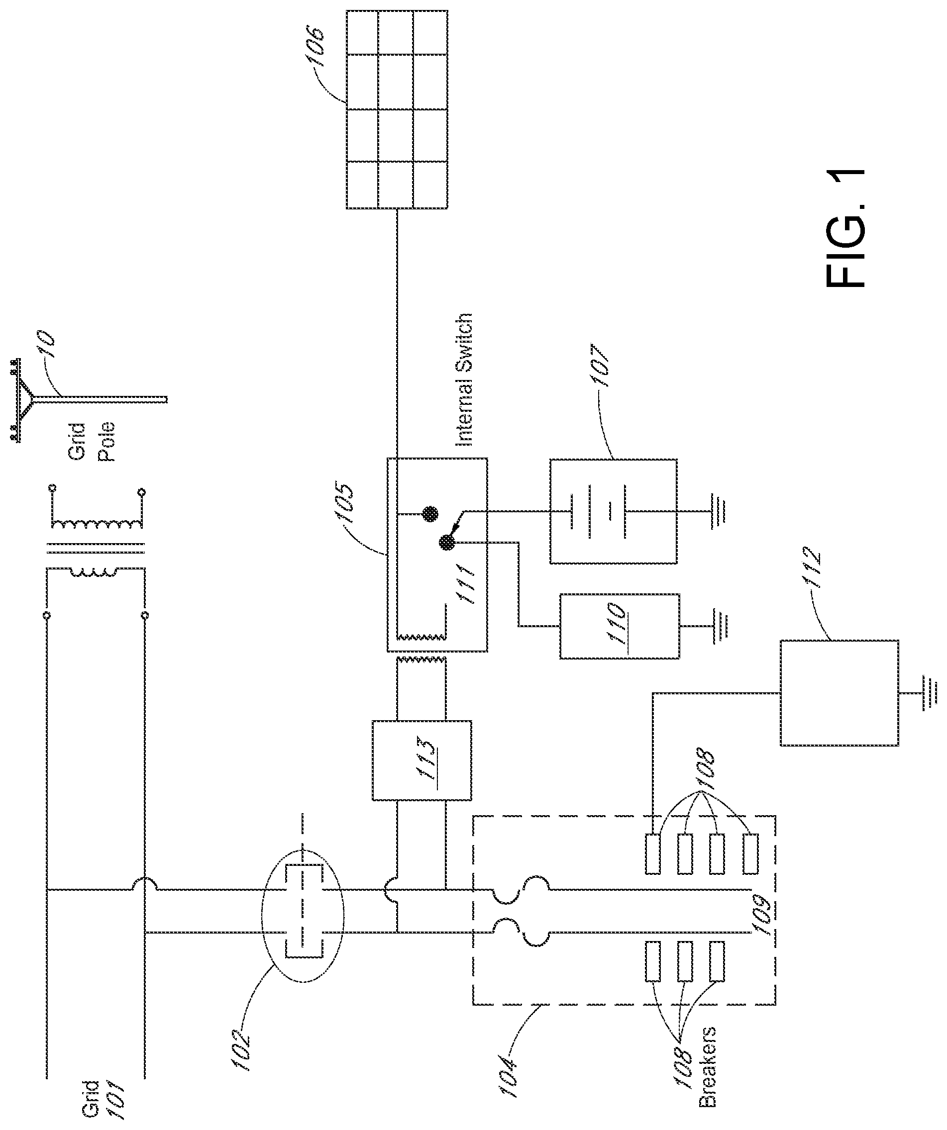 Patent US11777311 — Grid-tied variable frequency facility — Figure 1