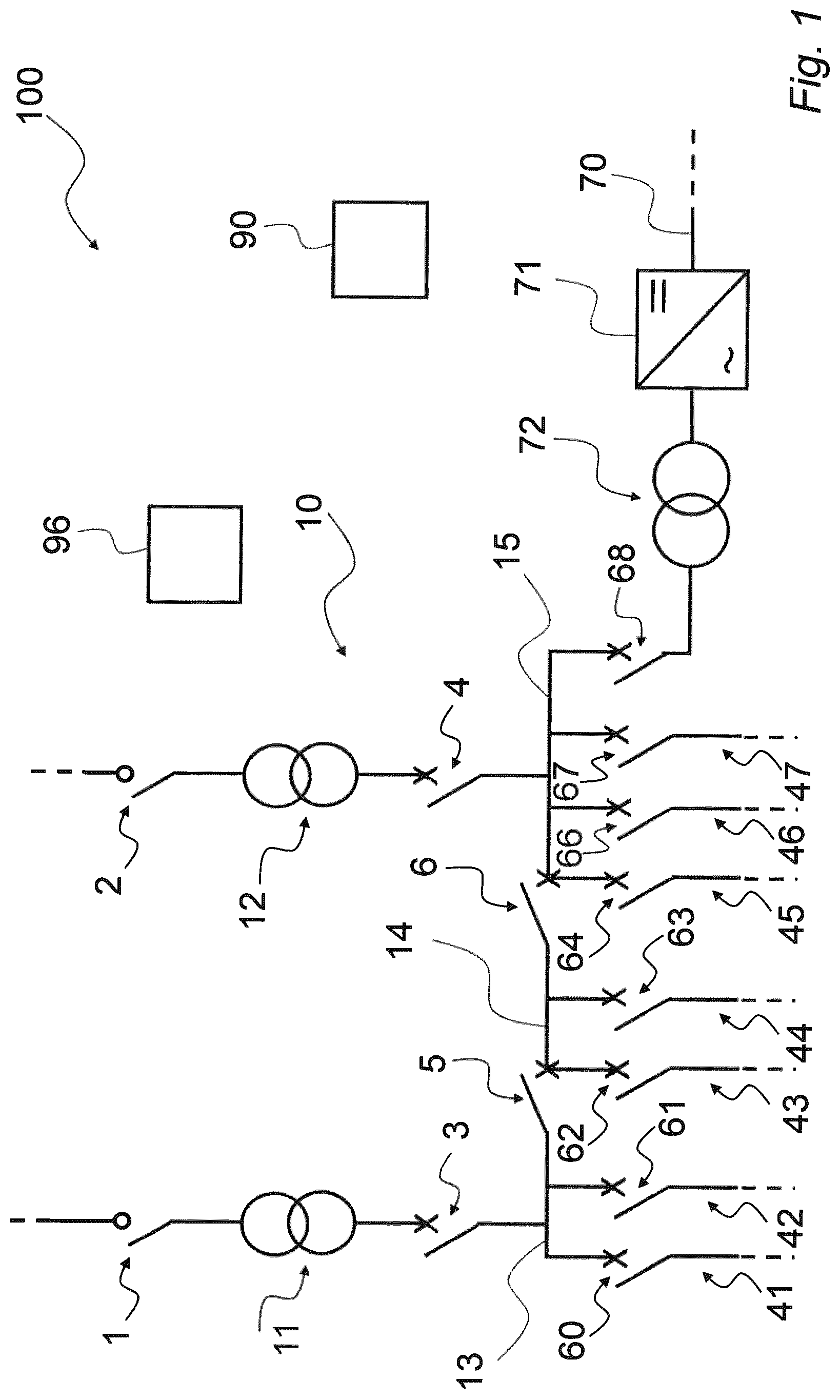 Patent US11777312 — Power distribution arrangement — Figure 1