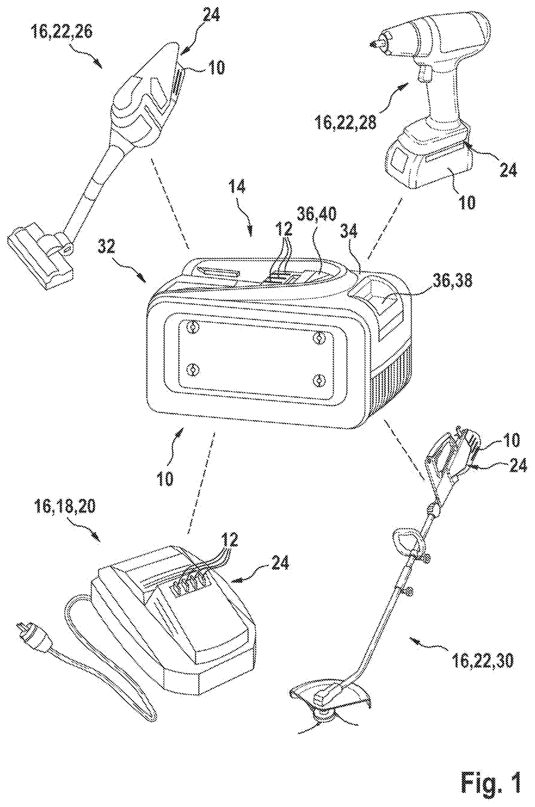 Patent US11777329 — Method for controlling a charging or discharging current of a removable battery pack and/or an electrical device and system for carrying out the method — Figure 1