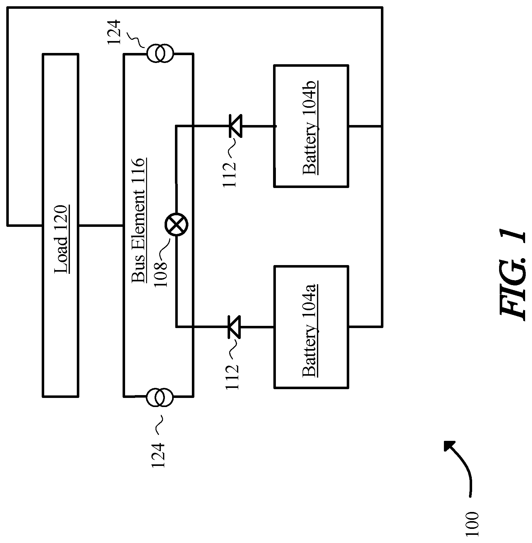 Patent US11777334 — System for charging multiple power sources and monitoring diode currents for faults — Figure 1