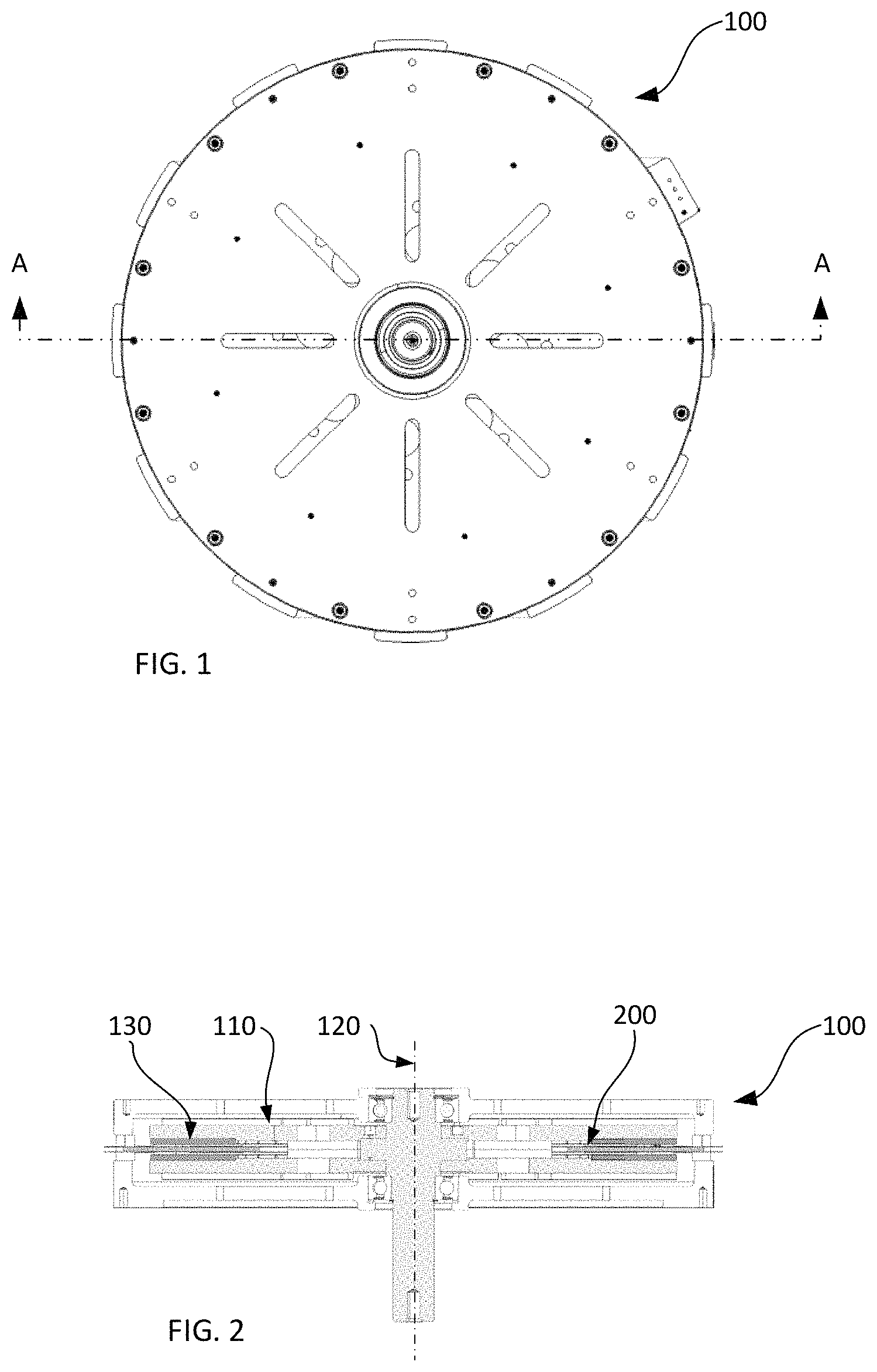 Patent US11777354 — Axial field rotary energy device having PCB stator with non-linear traces — Figure 1
