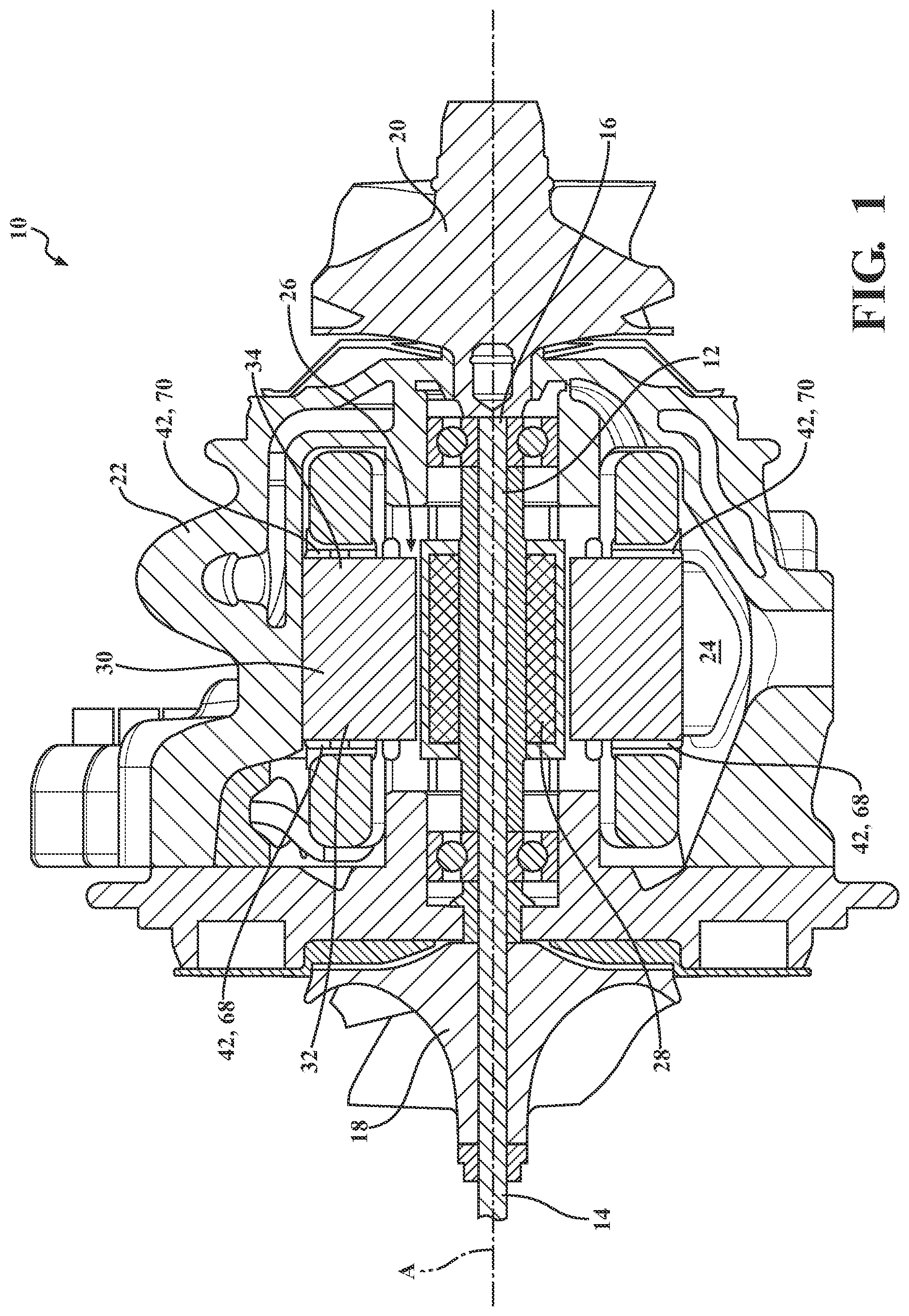 Patent US11777360 — Electric machine and electrically-assisted turbocharger including the same — Figure 1