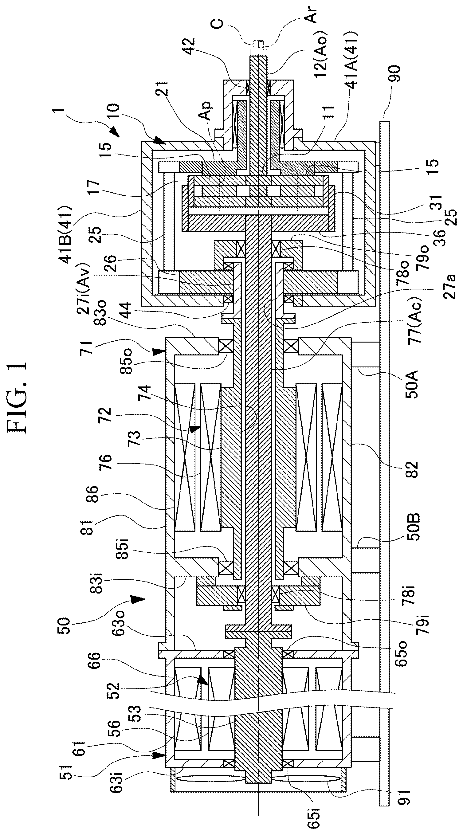 Patent US11777383 — Method for manufacturing variable speed accelerator and method for connecting shaft jig — Figure 1