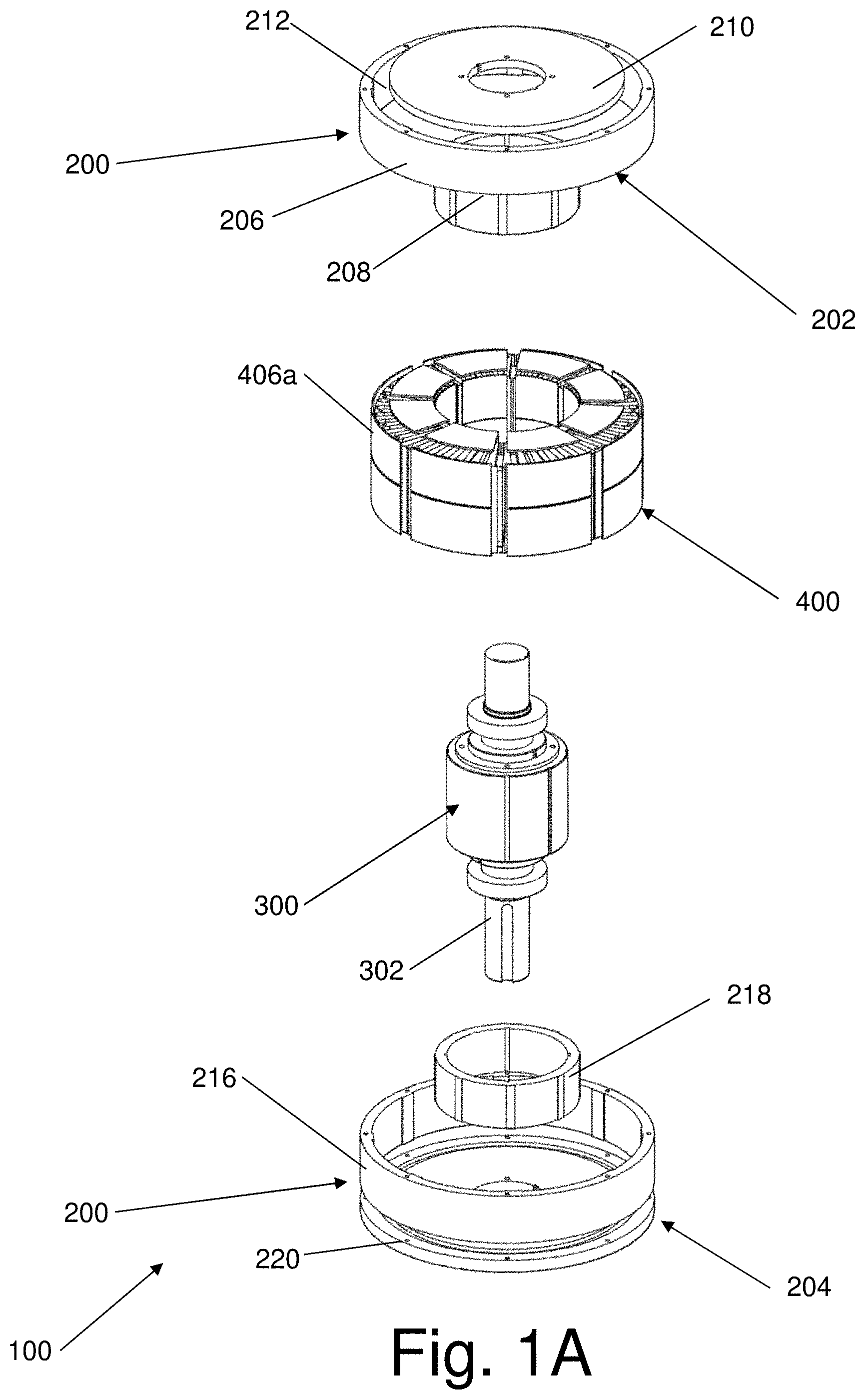 Patent US11777386 — System and method for an electric motor/generator with a multi-layer stator/rotor assembly — Figure 1