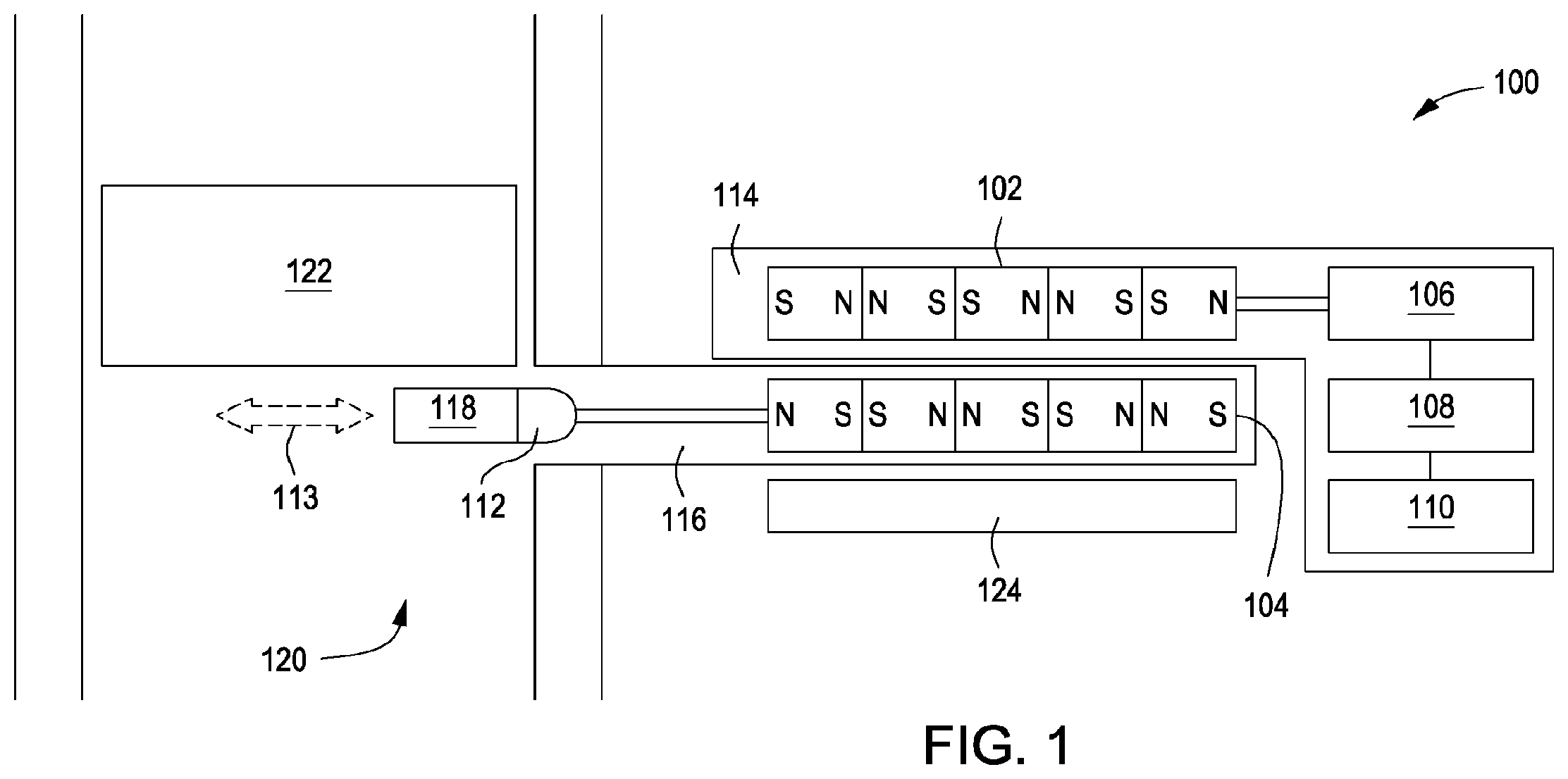 Patent US11777392 Figure 1 – Magnetic coupler with force balancing